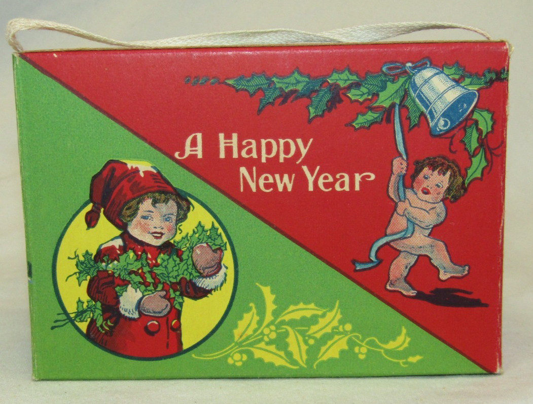 USA Antique Child Candy Container Box Vintage Merry Christmas Ornament 1930\'s