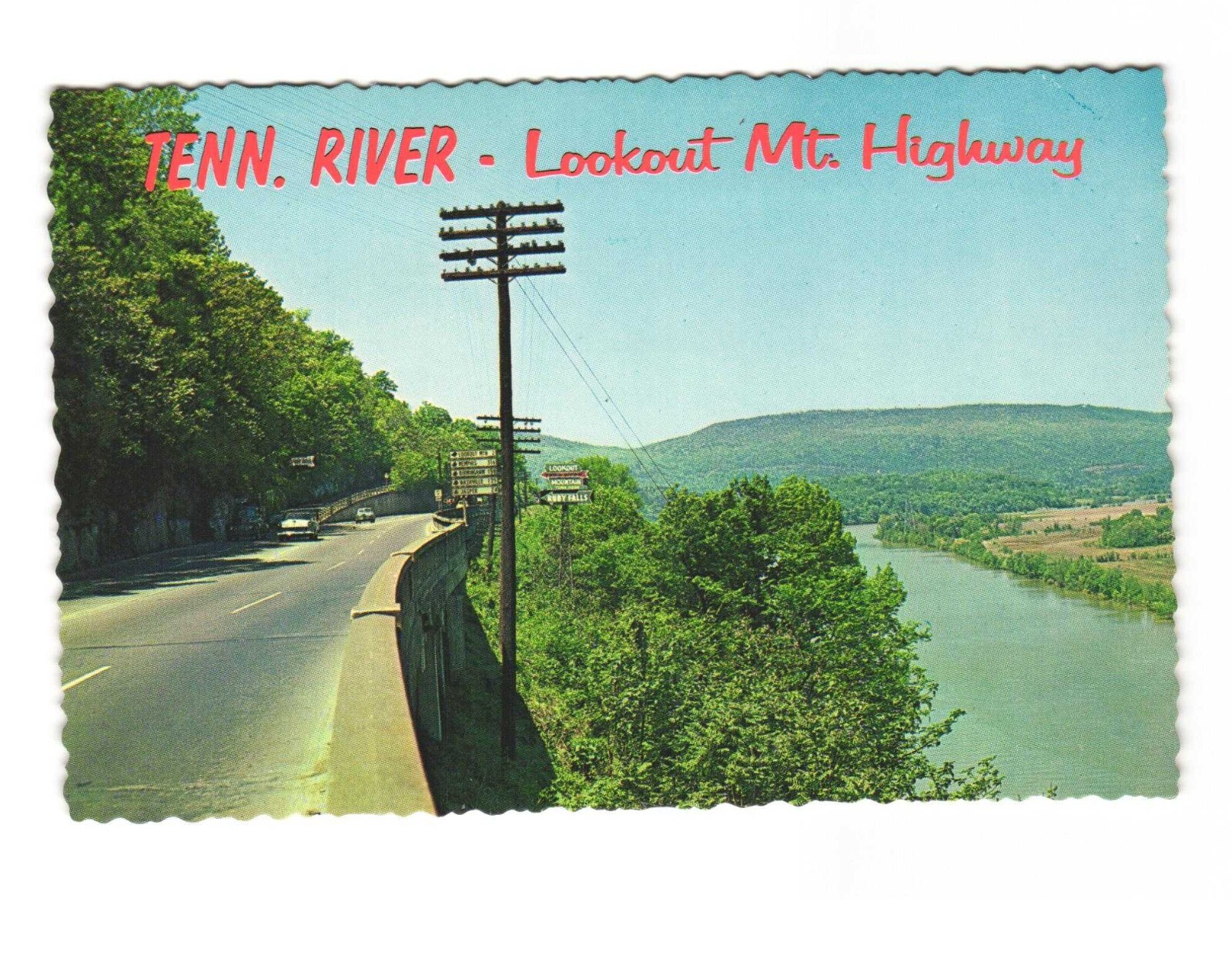 Tennessee River Lookout Mt. Highway Unposted Vintage Postcard