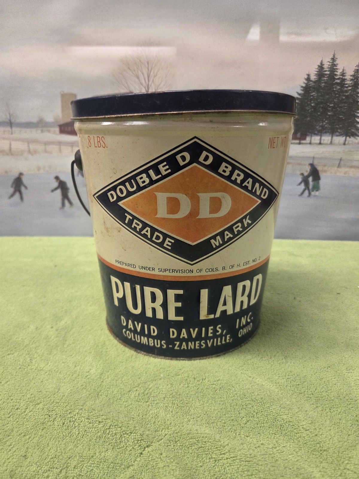 Vintage David Davies DOUBLE D BRAND Pure Lard 8 LB. Advertising Tin Columbus, OH Vintage David Davies DOUBLE D BRAND Pure Lard 8 LB. Advertising Tin Columbus, OH