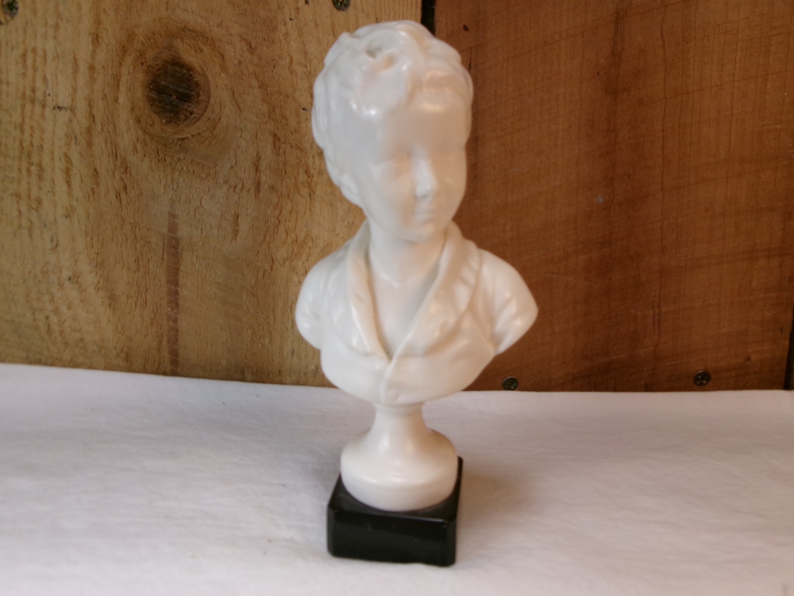 Vintage Par Houdon Small Bust Sculpture of Boy on Marble Base ~ Made in France