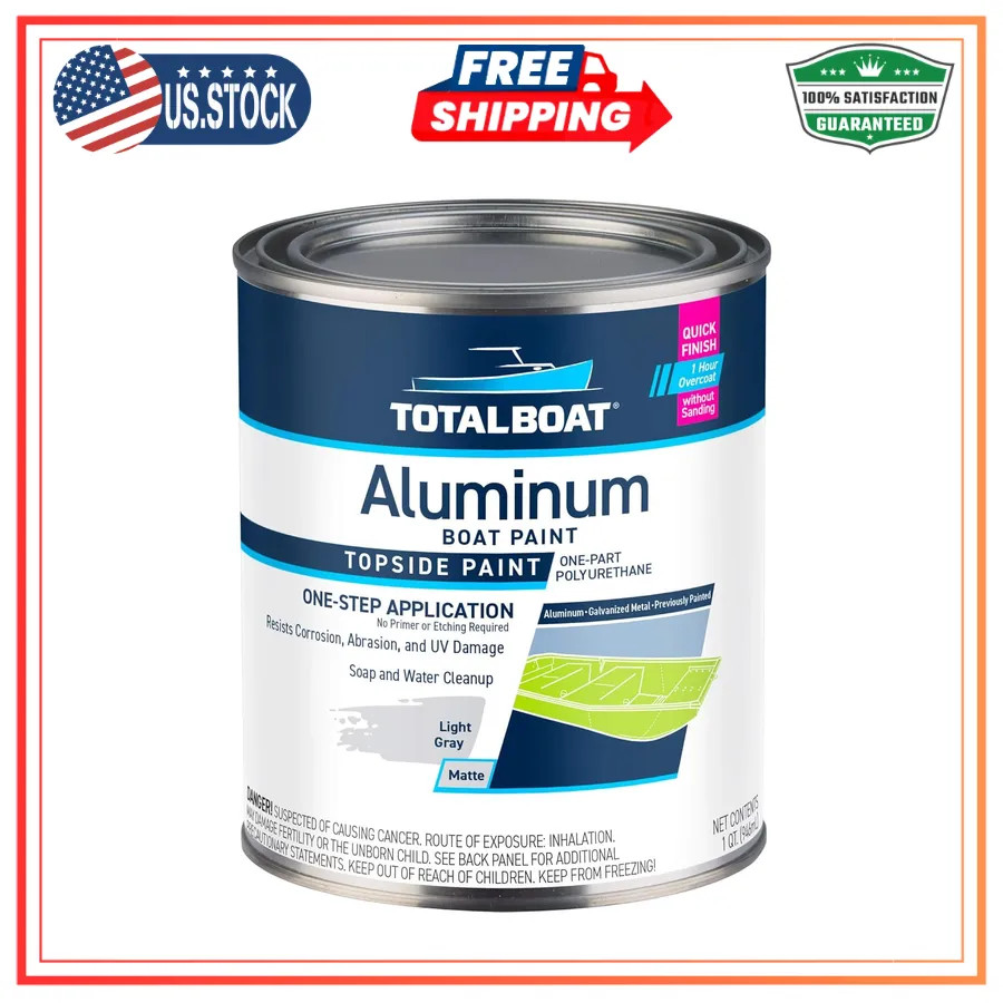TotalBoat Aluminum Boat Topside Paint Light Gray Quart No Primer Needed