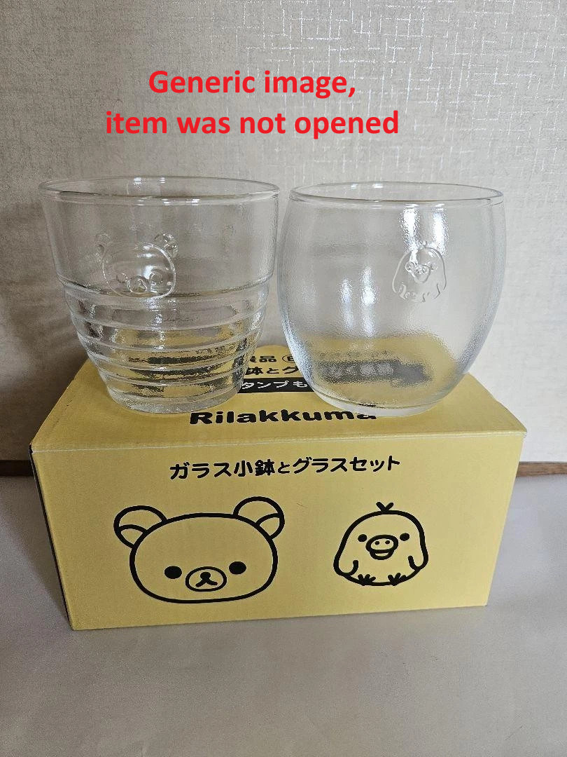 RARE UNOPENED Rilakkuma Glass Bowl and Glass Set - Lawson Promotion, US SELLER