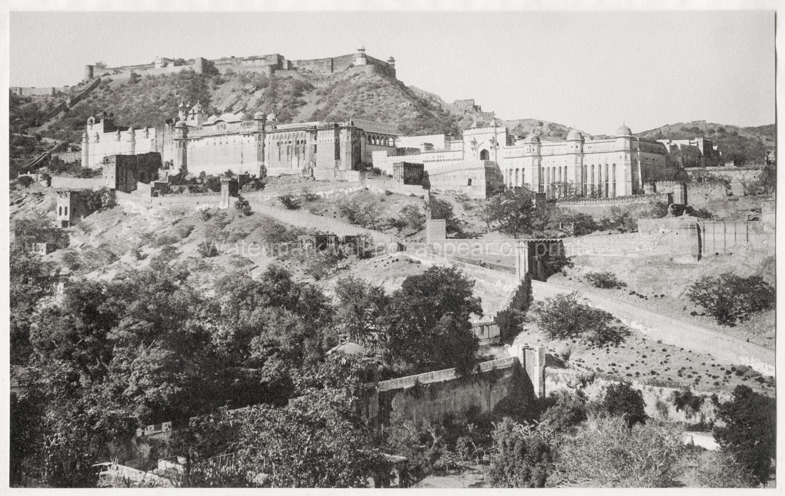 Amer Amber Fort Palace Hillside Jaipur Jeypore India Vtg. Photo 20thC.