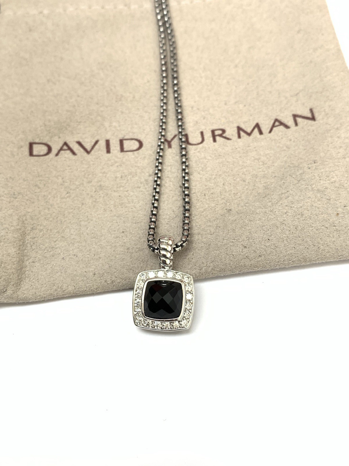 DAVID& YURMAN Albion 7mm Black Onyx & Diamond Sterling Silver 7mm Pendant 18inch DAVID& YURMAN Albion 7mm Black Onyx & Diamond Sterling Silver 7mm Pendant 18inch