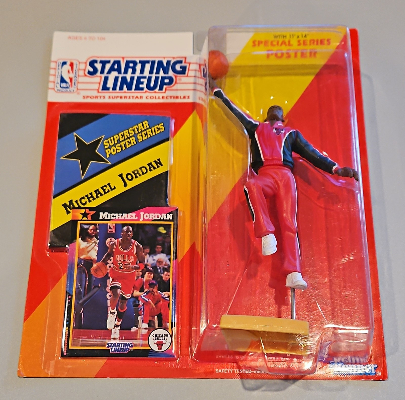 1992 Starting Lineup Michael Jordan Premier NBA Poster Series Figure Card Sealed