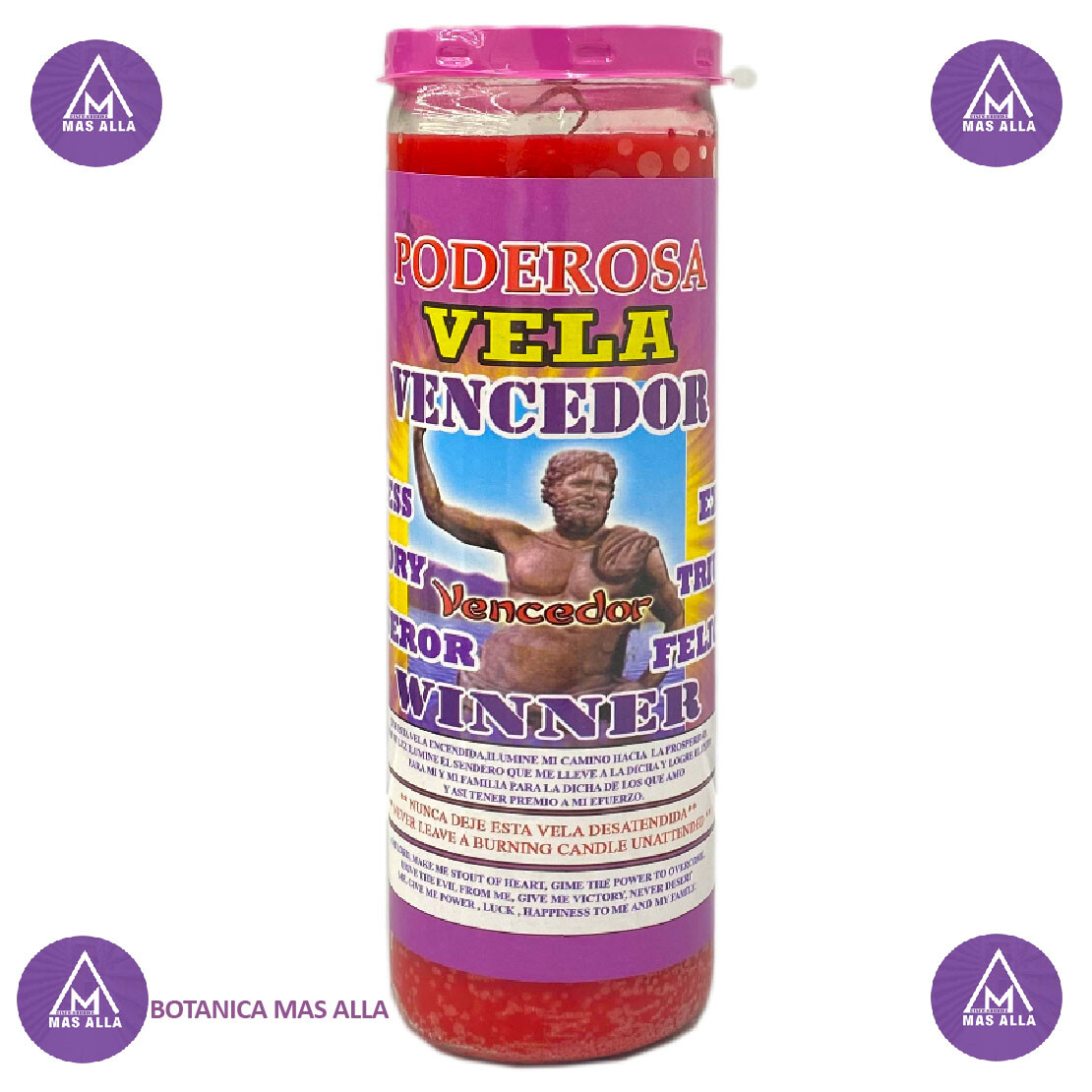 Veladora - Vela Preparada Vencedor - Fixed Candle Winner  - 7 Days Candle