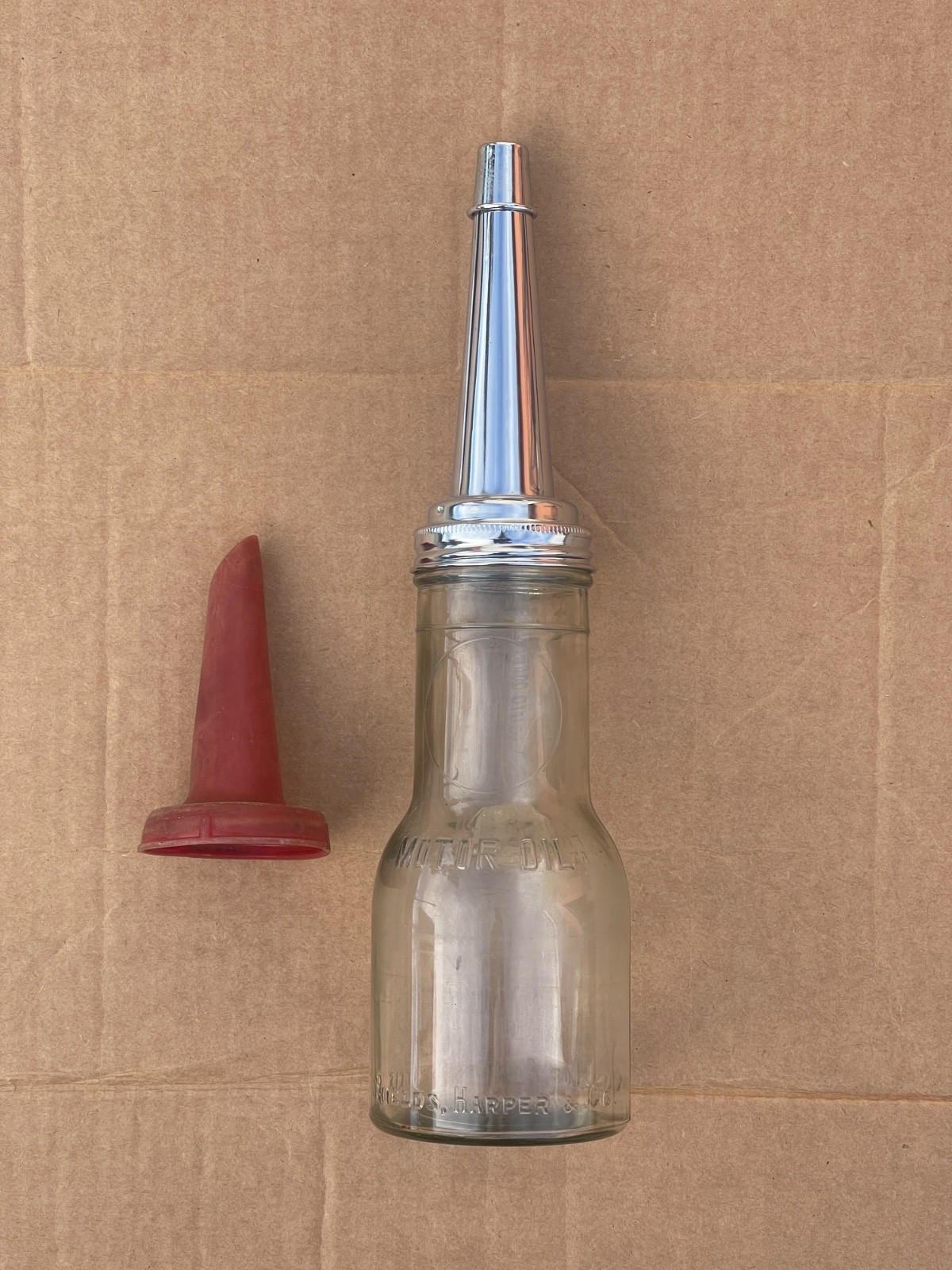 Vintage Shields Harper & Co. 1 qt Motor Oil Bottle Los Angeles Oakland Seattle