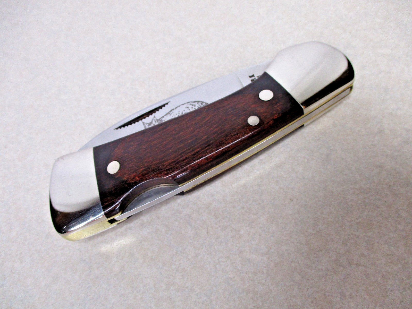 Vintage WESTERN USA 521 F BOBCAT Single Blade Wood Lockback Knife Knives