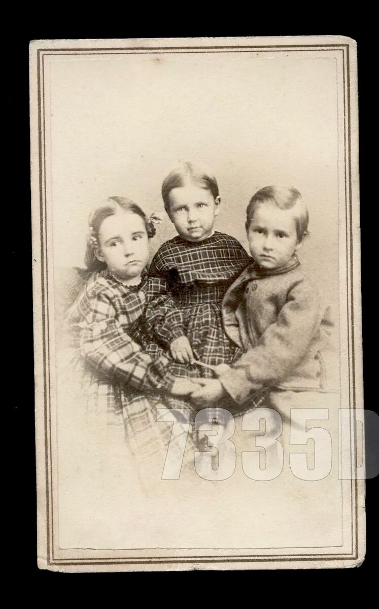 Mourning ID'd Schermerhorn Children 1860s CDV Photo Female Photographer Sad