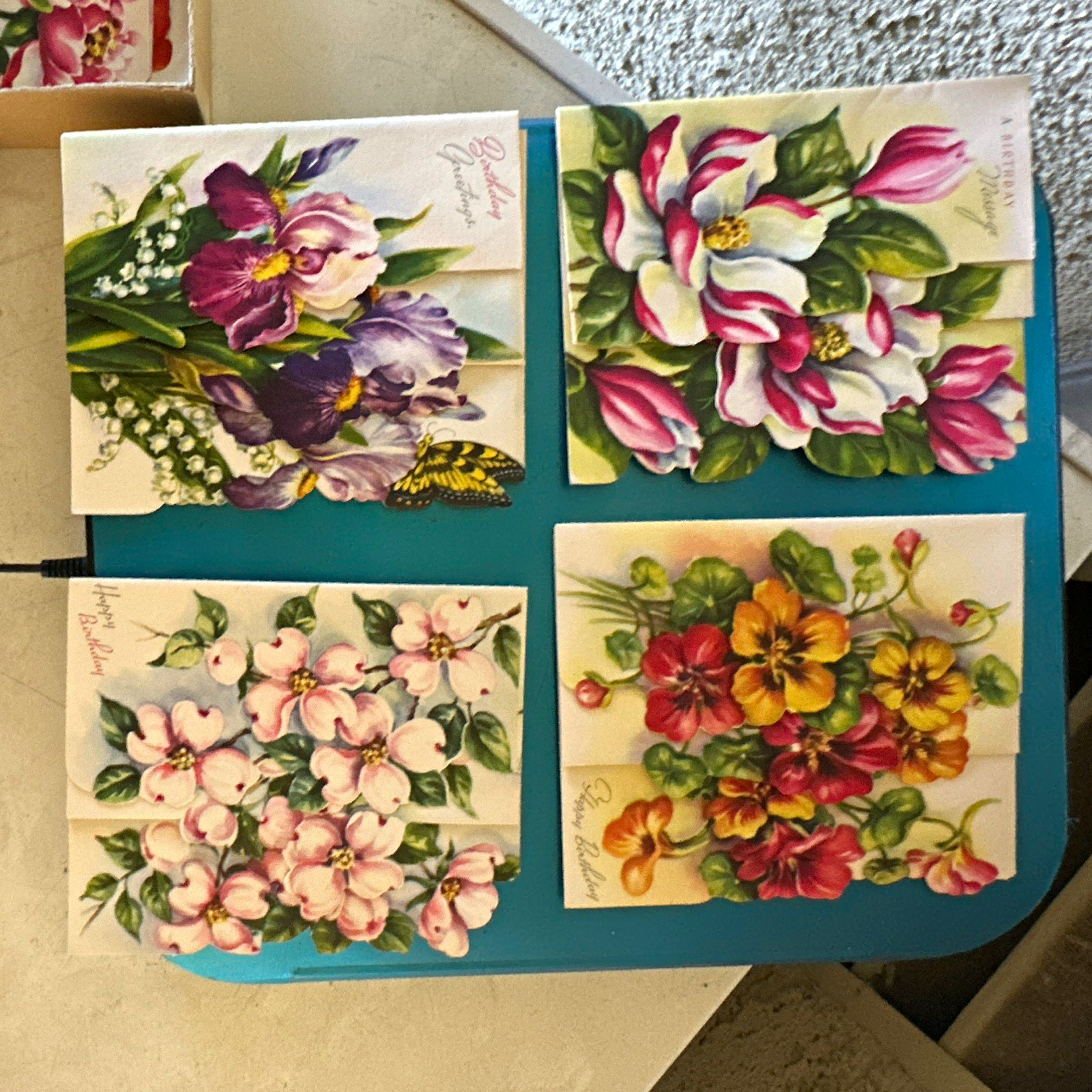 Vintage Flowers in Bloom Scented Birthday Card Assortment Total of 7
