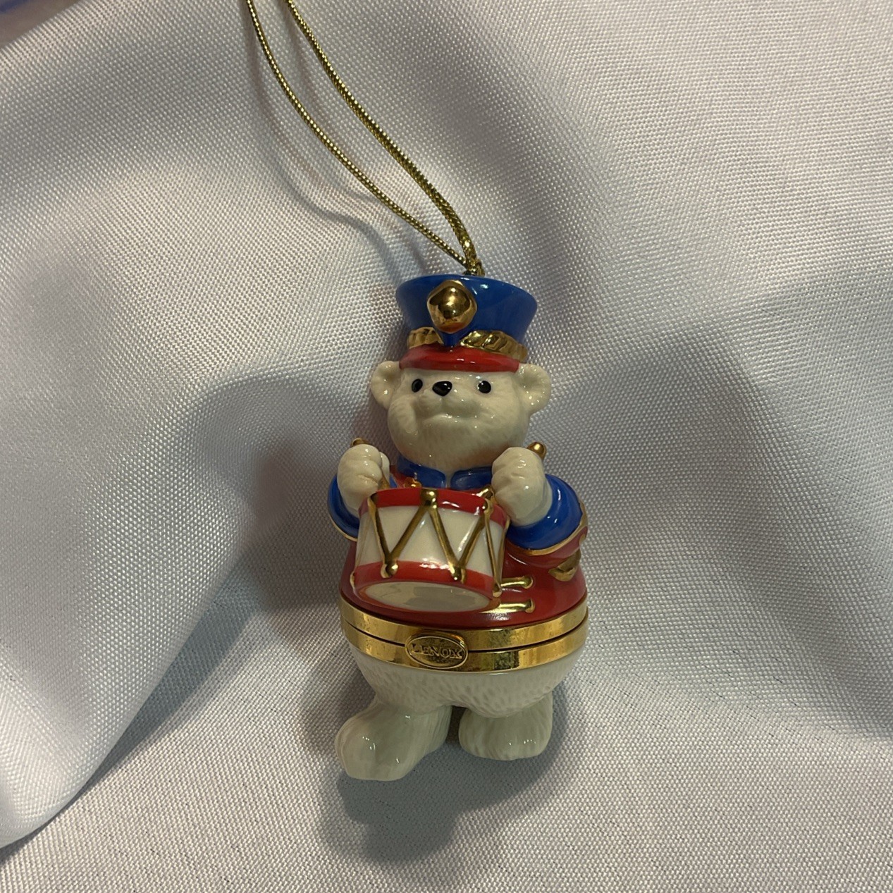 Lenox Ornament Bear with Drum Trinket Box Treasures Collection
