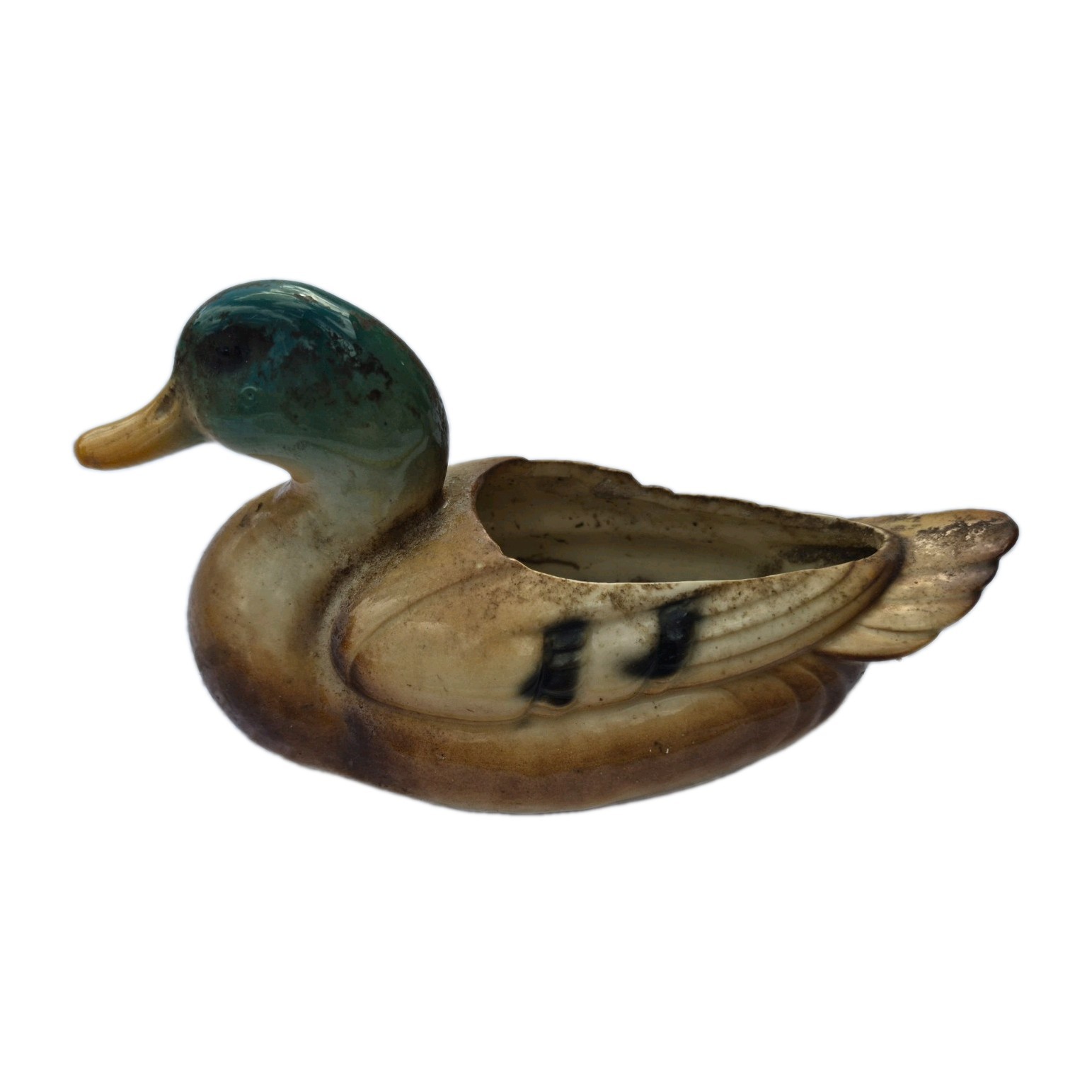 Vintage Ceramic Mallard Duck Planter: Retro Decor