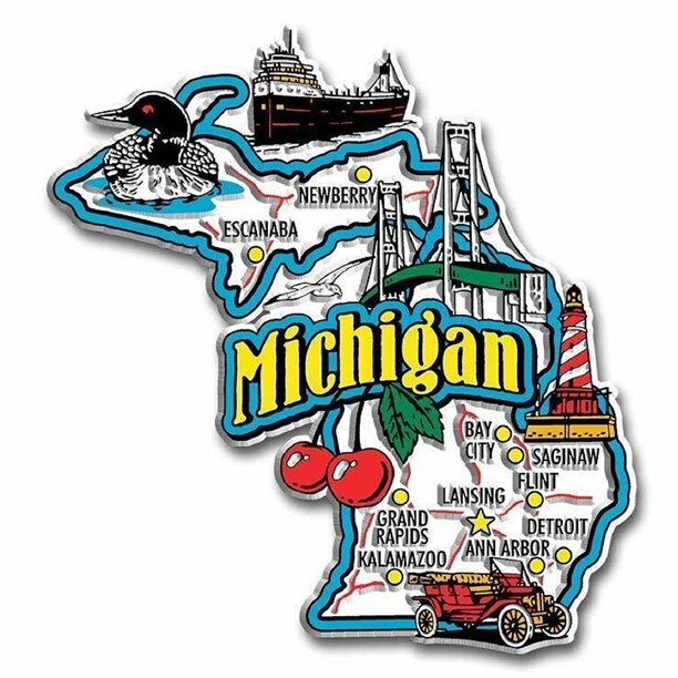 Michigan Jumbo State Map Fridge Magnet Michigan Jumbo State Map Fridge Magnet