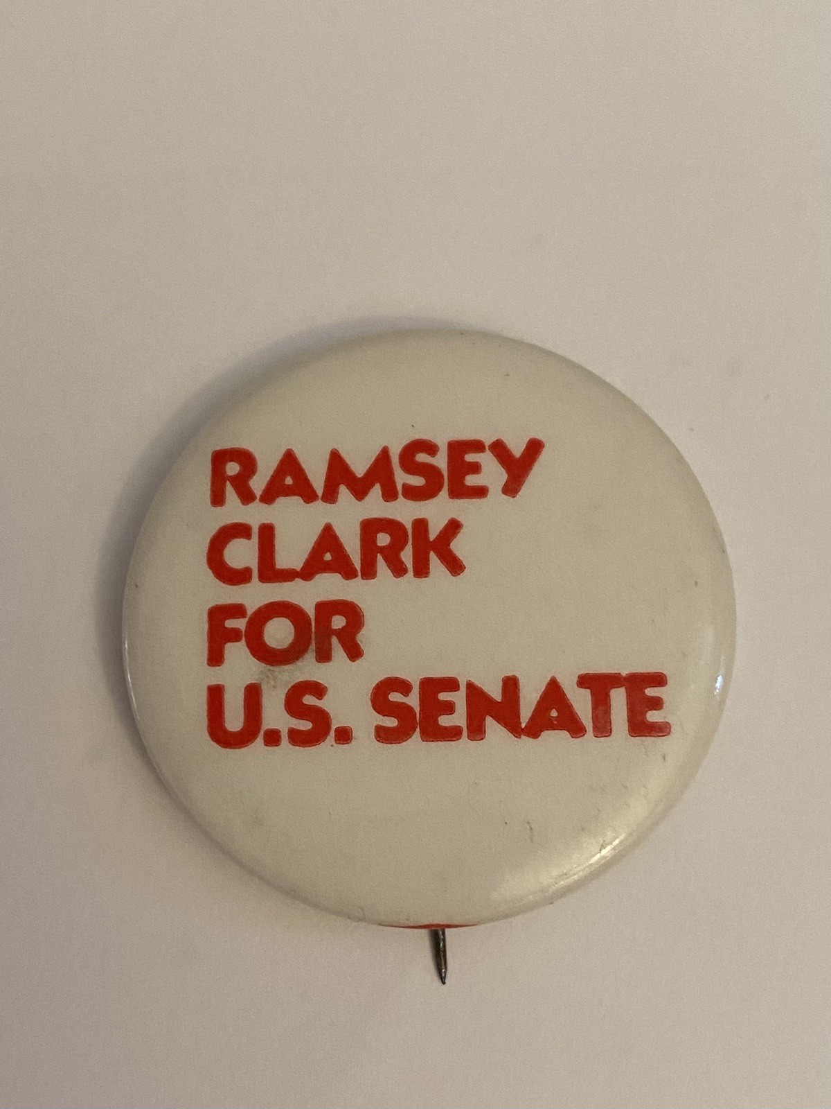 Ramsey Clark For U.S. Senate Pin Back Button P136