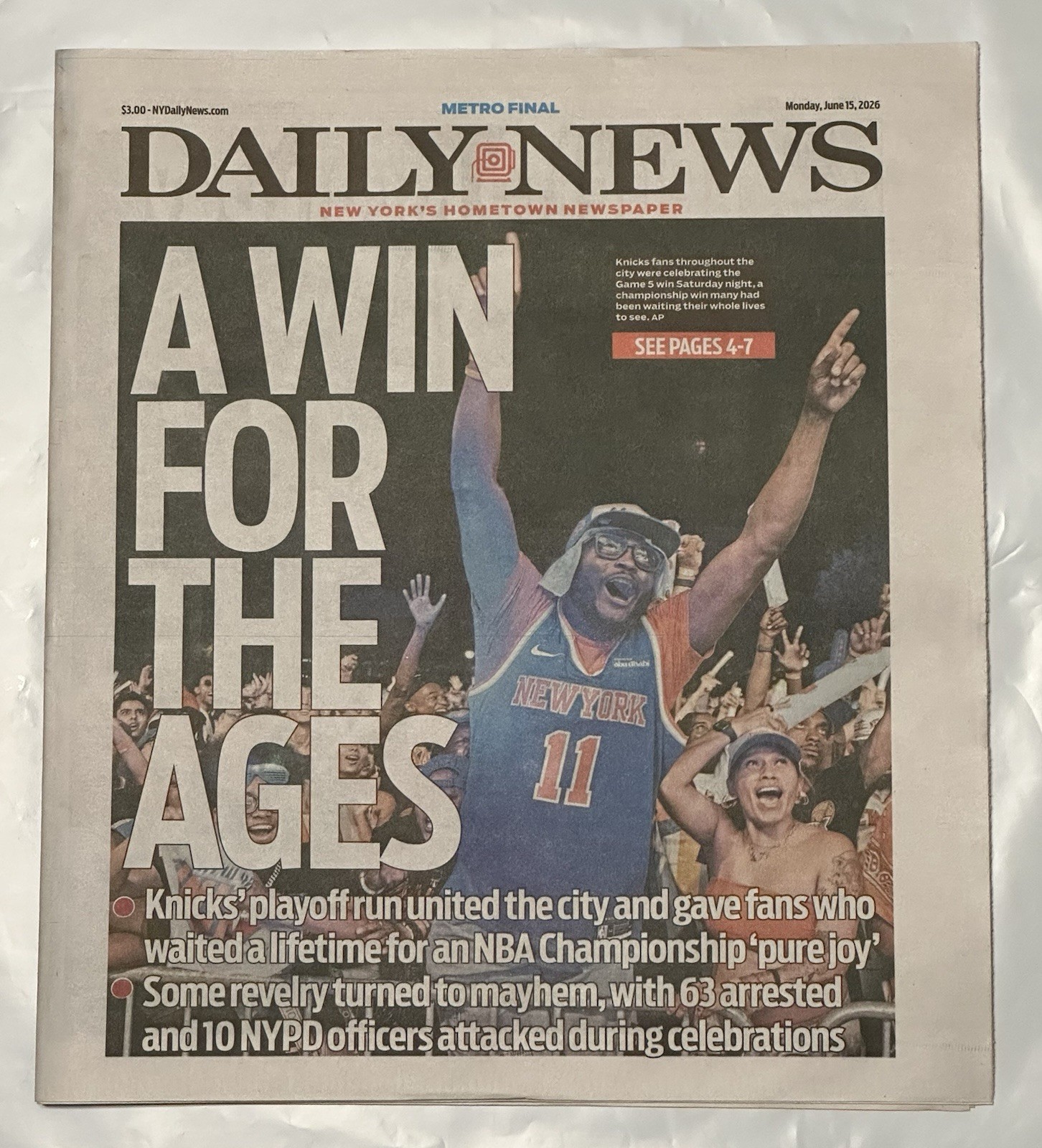 🏆 NEW YORK DAILY NEWS NEWSPAPER 6/15/26 KNICKS CHAMPIONS 🏆 A WIN FOR THE AGES