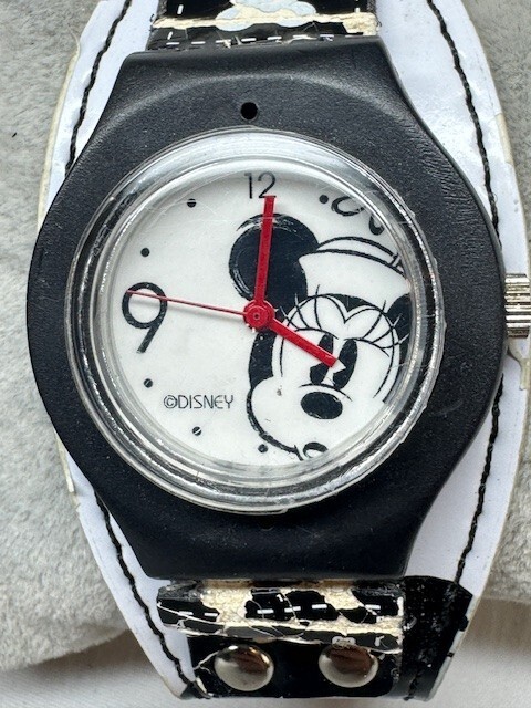 Vintage Ladies Disney Minnie Mouse Bund Strap Quartz Watch New Battery