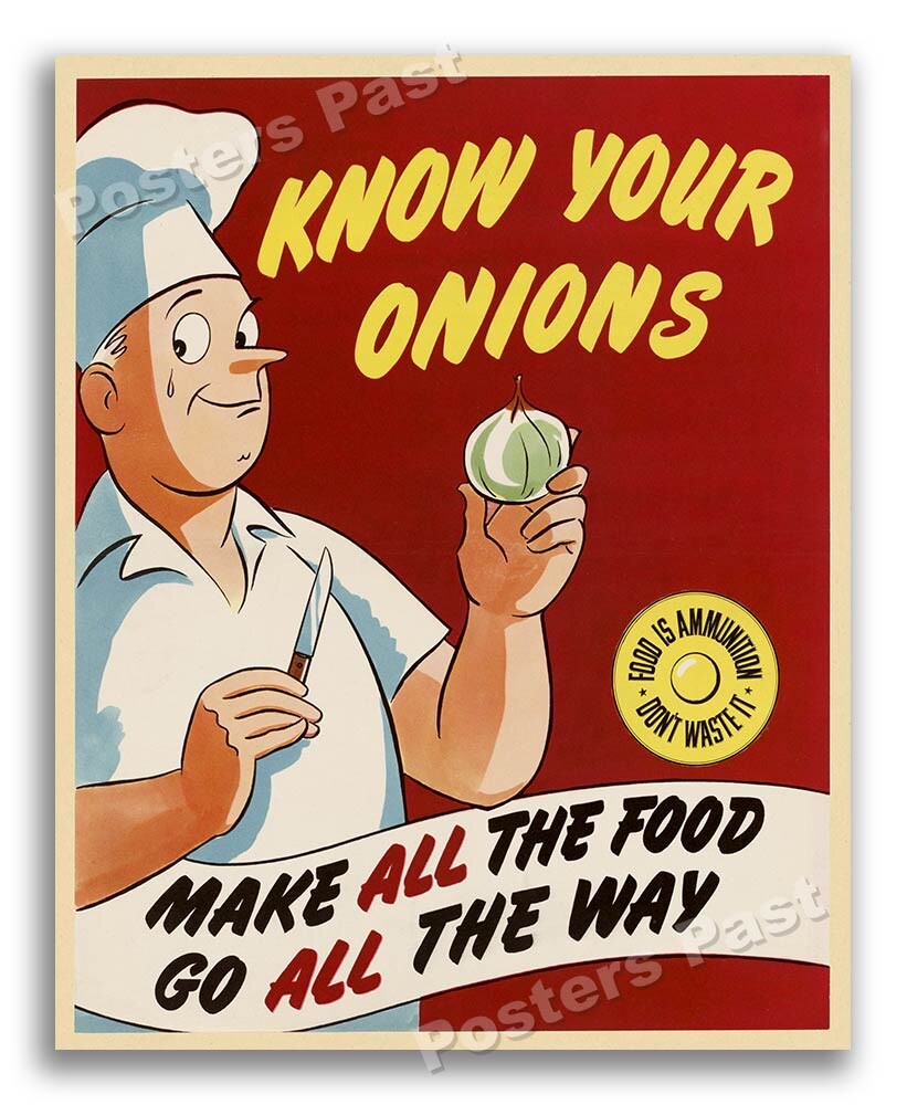 “Know Your Onions” 1943 Vintage Style WW2 War Poster - 16x20