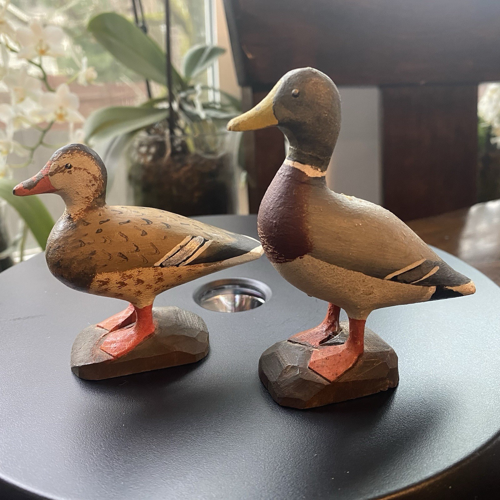 Vintage Decoy Carving Artist Thomas Hansen Valley ND Signed Mallard Duck Pair