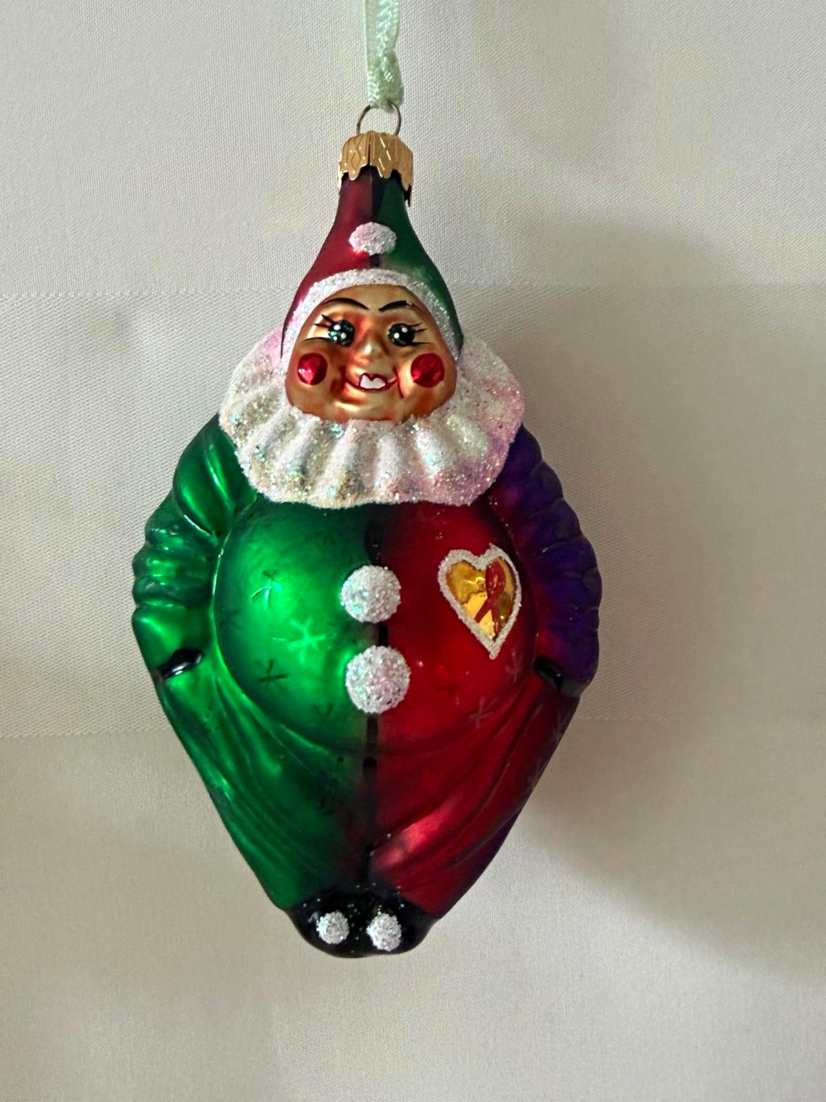 Vintage 1997 Christopher Radko A Caring Clown AIDS Awareness Glass Ornament 6\