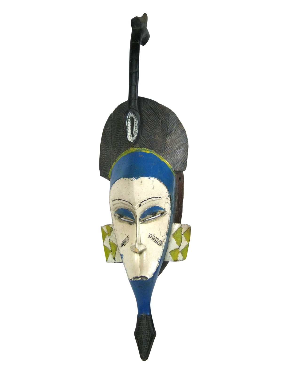 Hand Carved African Tribal Mask 28 Inch Face Mask Wooden Painted READ