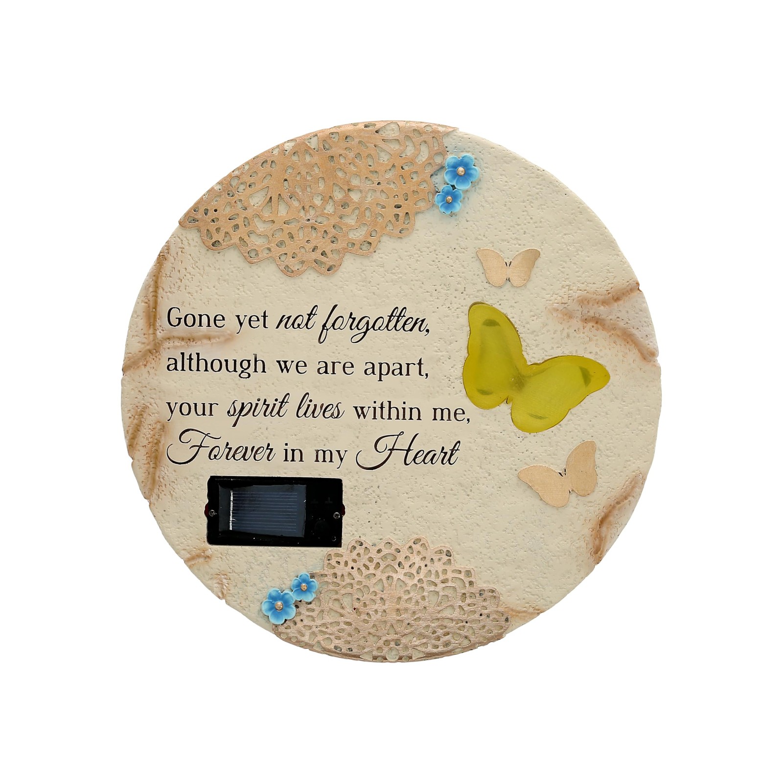 Pavilion Forever in My Heart Butterfly Solar Garden Stone 10in Memorial Decor