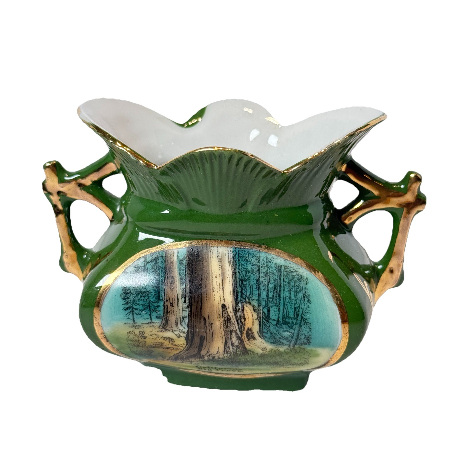CALIFORNIA CA Antique BIG TREES Souvenir China GREEN TOOTHPICK TRINKET CALIFORNIA CA Antique BIG TREES Souvenir China GREEN TOOTHPICK TRINKET
