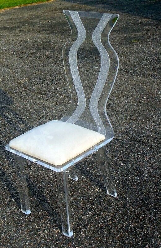 Vintage LUCITE Acrylic CHAIR 1970\'s 80\'s  Sculptural Hollywood Regency Glam 