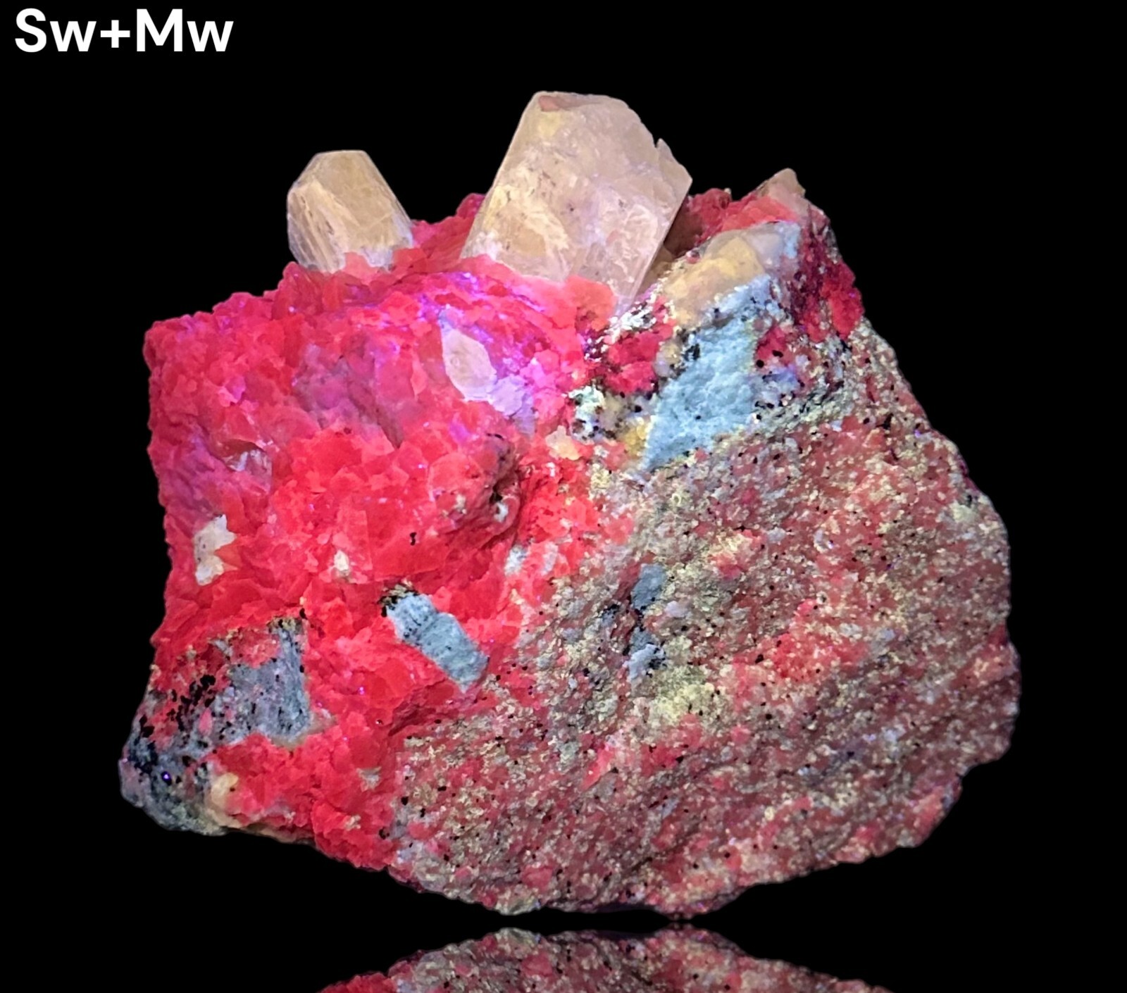 1088 Gram Fluorescent Rare Wernerite Scapolite Crystals, Calcite On Matrix @AFG