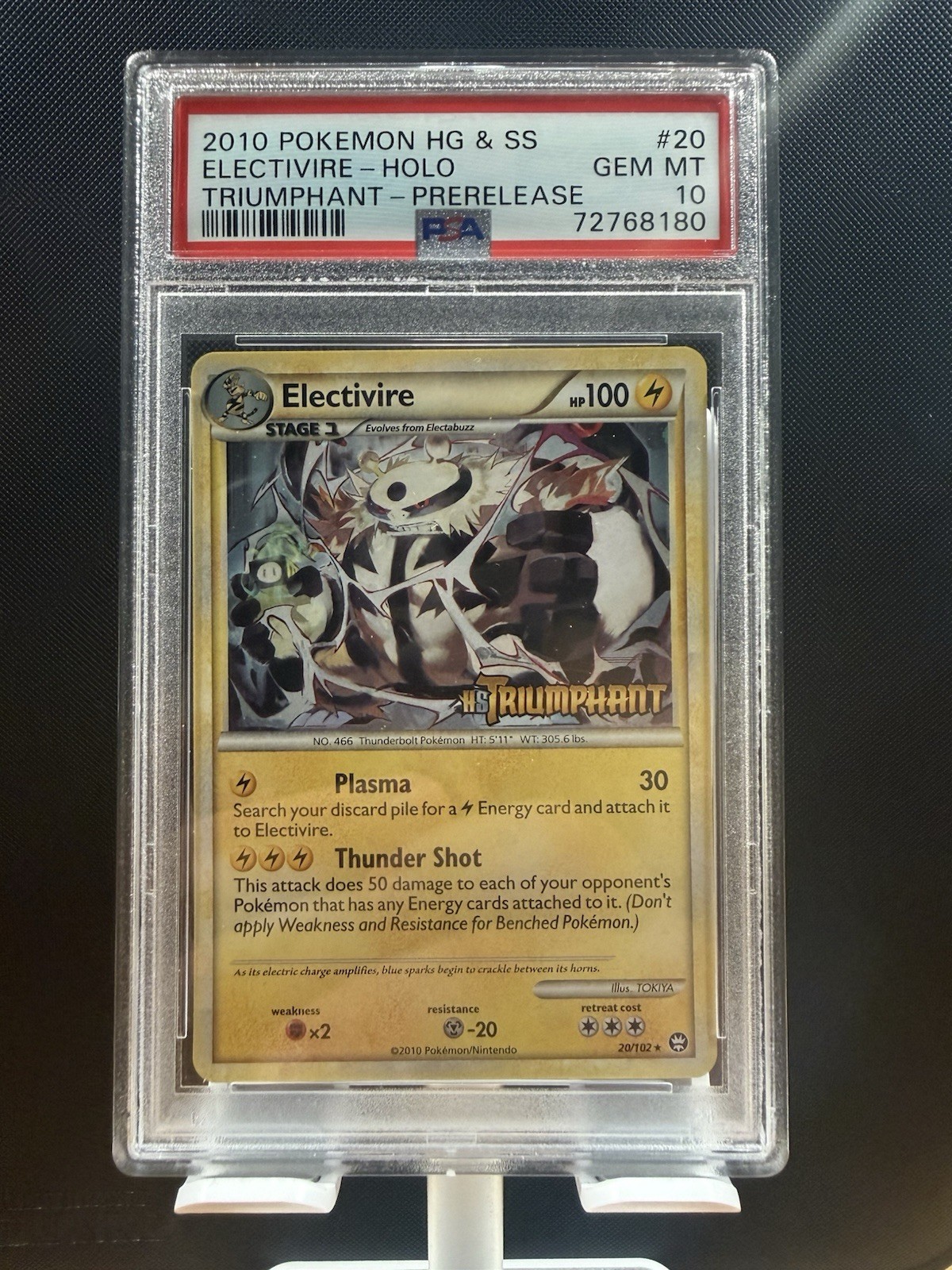 [POP 28] Pokémon 2010 HG&SS Triumphant Prerelease Holo Electivire #20 PSA10