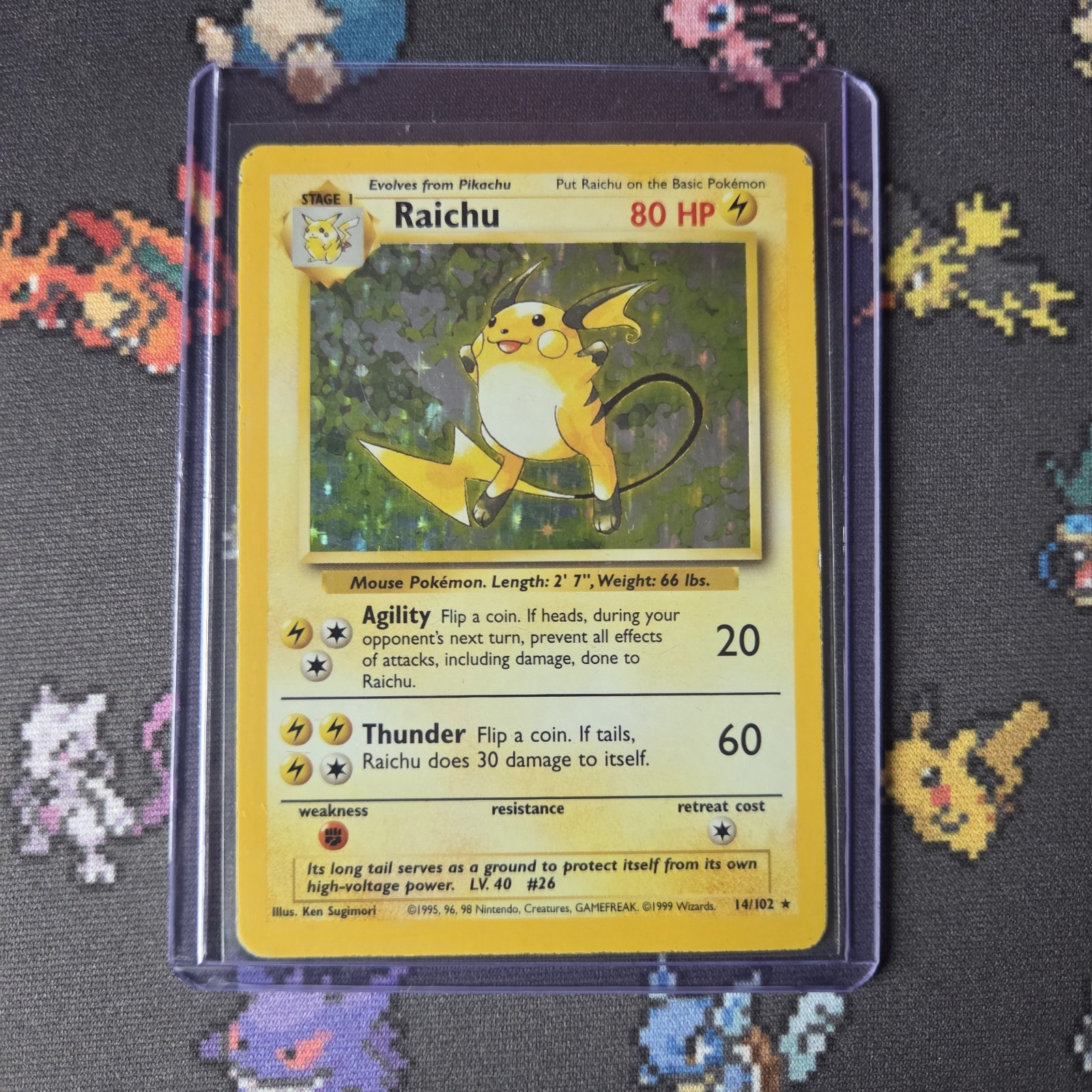Raichu 14/102 Base Set Holo Rare Pokemon Card WOTC Vintage 1999