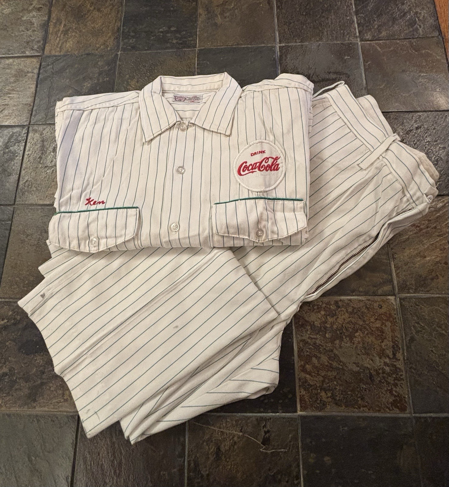 VINTAGE 1950's COCA-COLA DRIVER'S UNIFORM RIVERSIDE Pants-36/30 Shirt-15-15 1/2