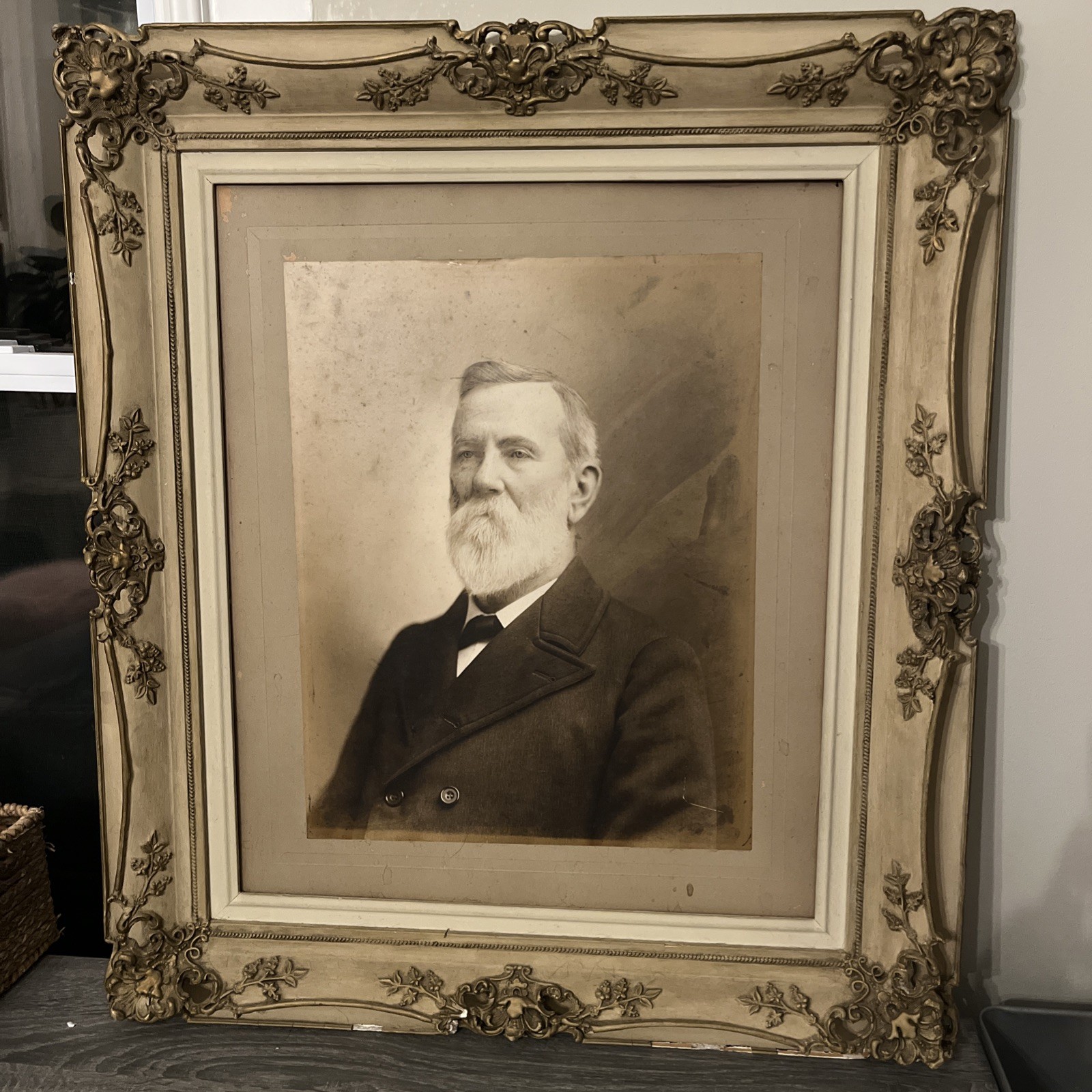 antique portrait of a man in frame no glass 32x29 please see all photos 