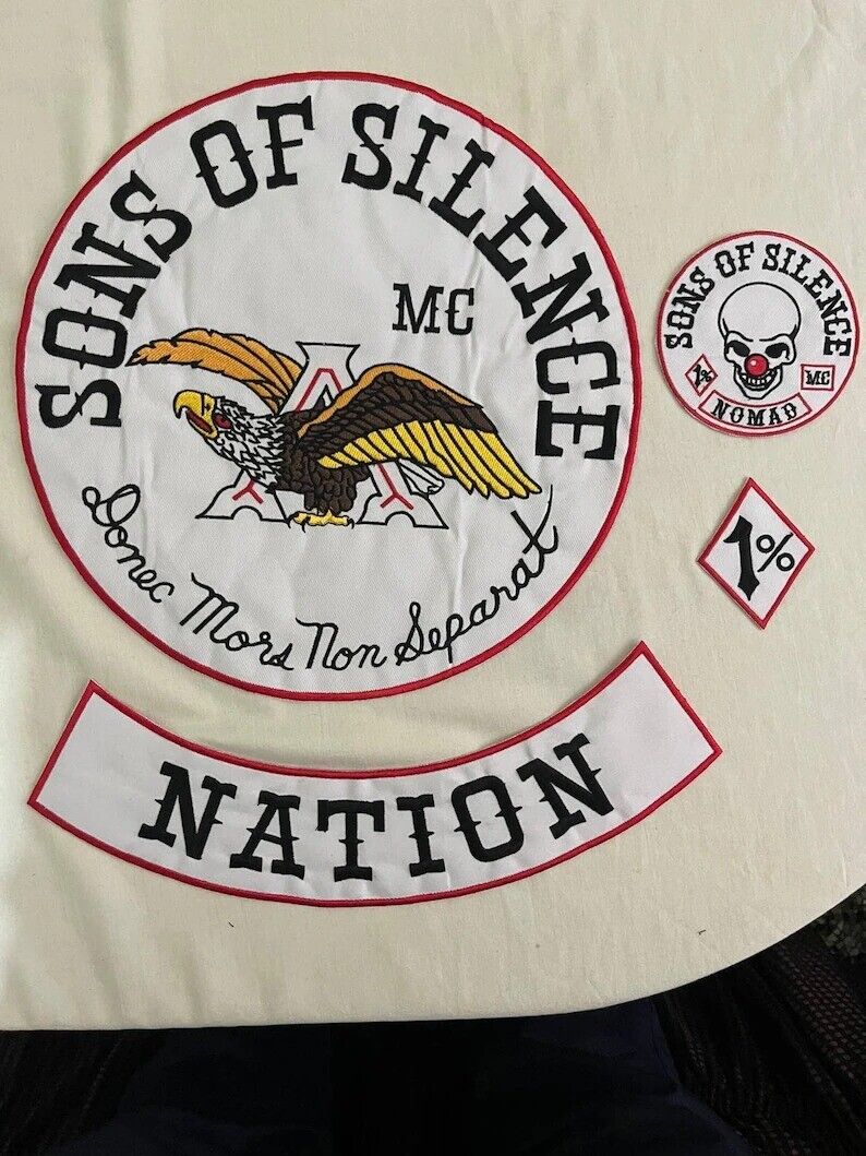 Sons of silence mc nation iron on embroidered set 35cm