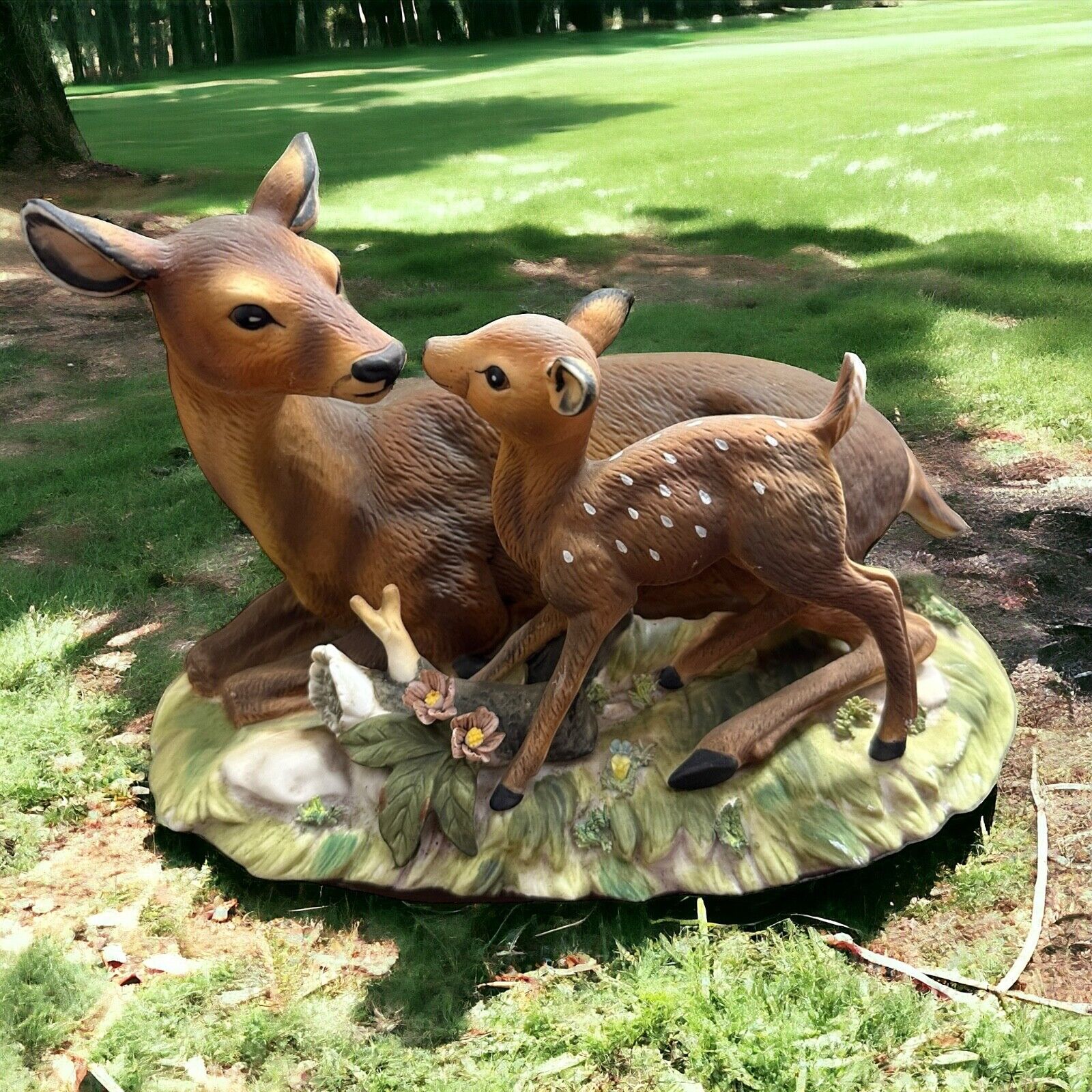 Masterpiece Porcelain HOMCO “By Mother’s Side” DOE & FAWN DEER FIGURINE Home Int