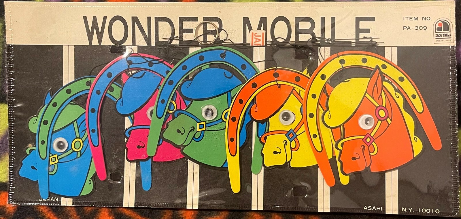 Vintage 1950s Wonder Mobile 🎠 Asahi Japan NOS Horse Horseshoe Googly Eye Mobile