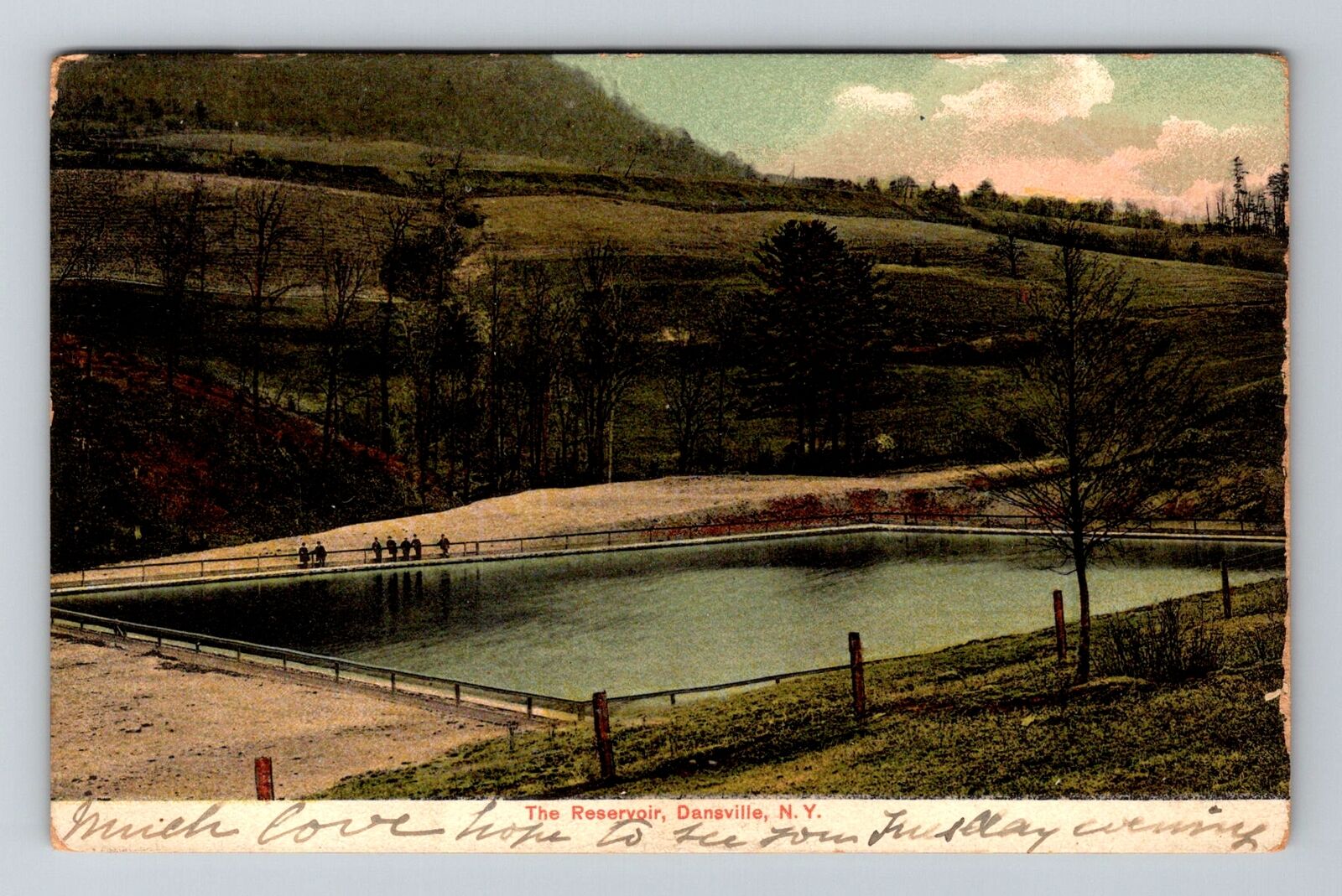 Dansville NY-New York, The Reservoir, c1907 Vintage Souvenir Postcard