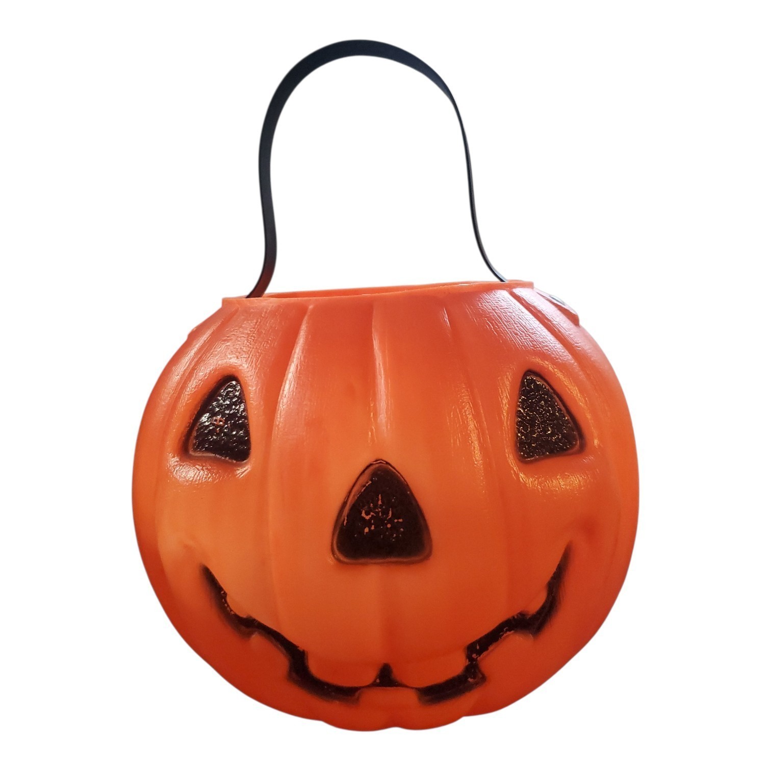 Vtg A.J. Renzi 2-Sided Halloween Blow Mold Pumpkin Witch Candy Pail Bucket #800