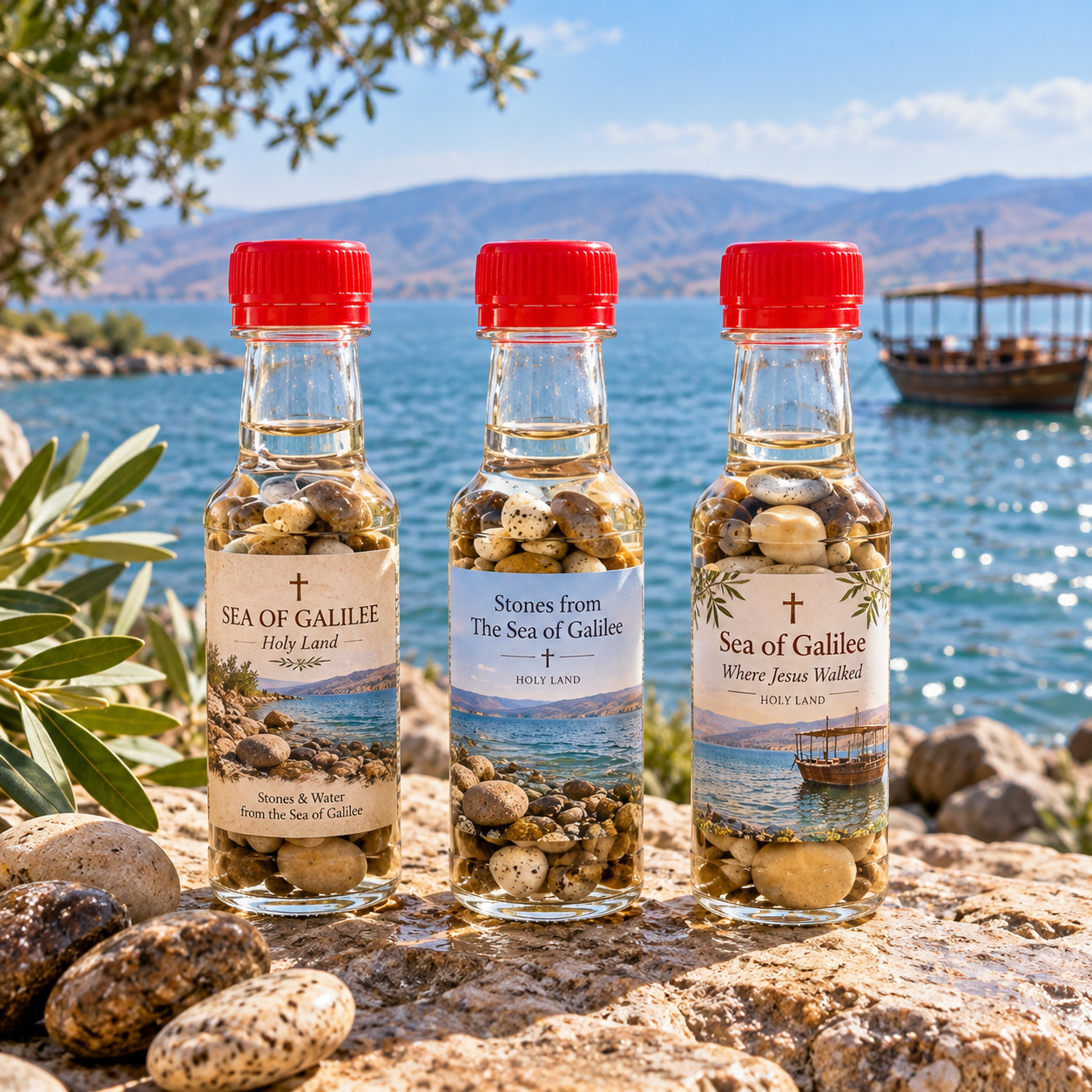 Sea of Galilee Stones & Water Holy Land Israel Tiberias Jesus Christian Relic
