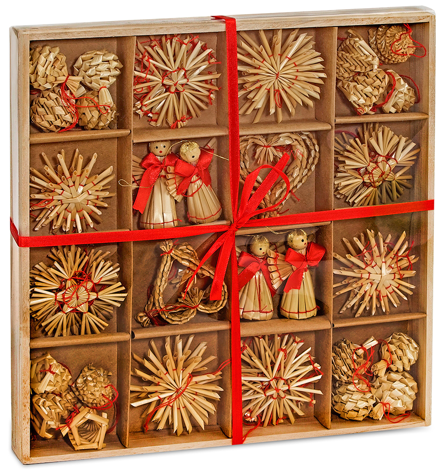 BRUBAKER 48-Piece Set Straw German Style Tree Ornaments - Up to 2.6 Inches -