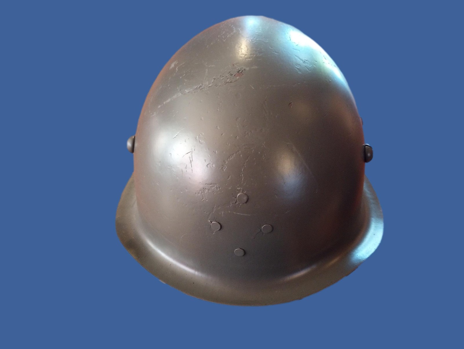 WWII ERA DANISH M/39 ROYAL GUARD HELMET WITH LINER AND LEATHER CHIN STRAP