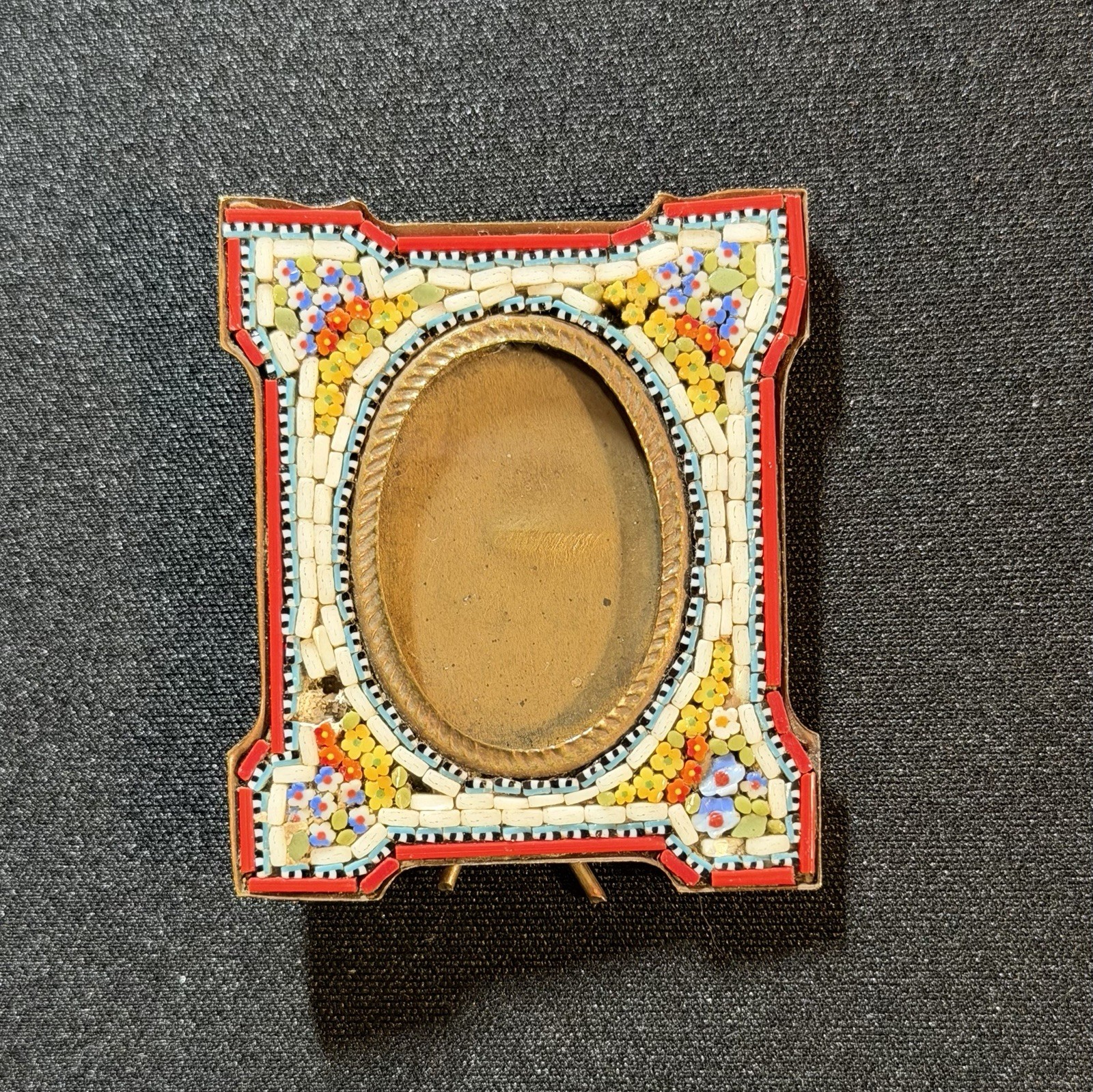 Antique Italian Micro-Mosaic Floral Miniature Picture Frame Victorian Beautiful