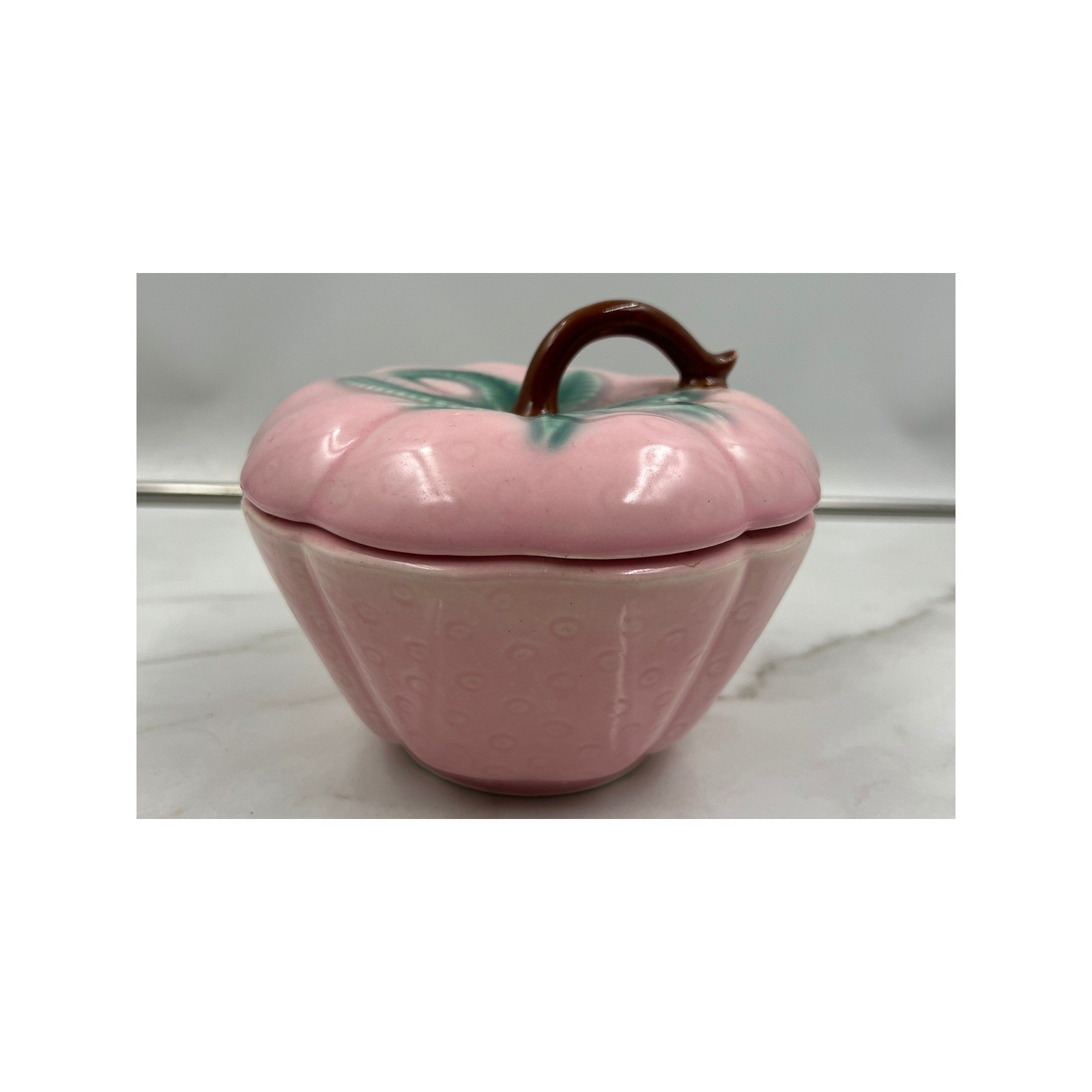 Vintage Belmar California 310 Pink Strawberry Ceramic Lidded Jam Jar Pot