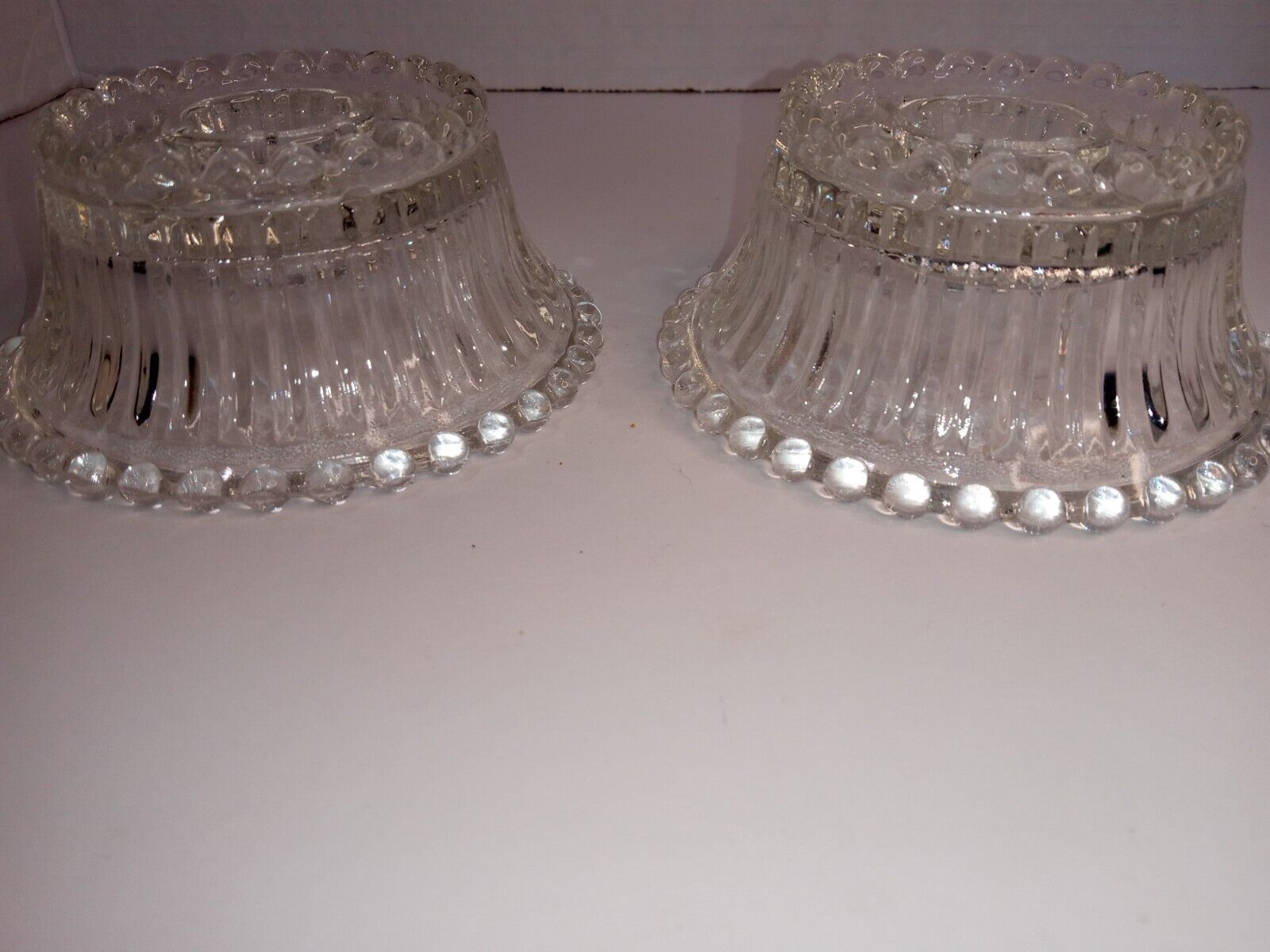Vintage PAIR OF CLEAR LEAD CRYSTAL TAPER VOTIVE CANDLE HOLDERS  BT12
