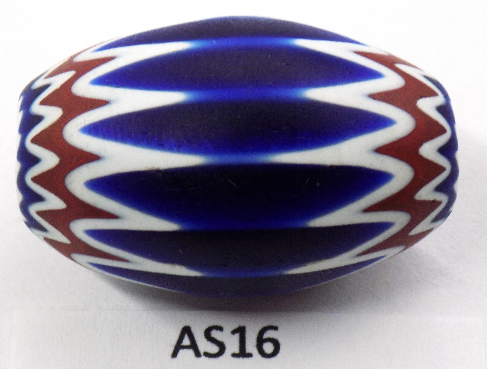 Large Egg Oval Antique Venetian Chevron Trade Bead African AS16  Bg14