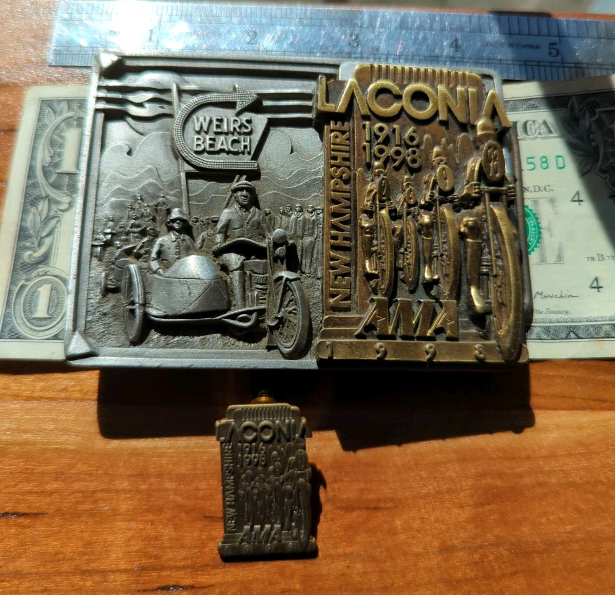 AMA commemorative  Laconia New Hampshire Belt Buckle + Pin Set #448 of 3000 RARE