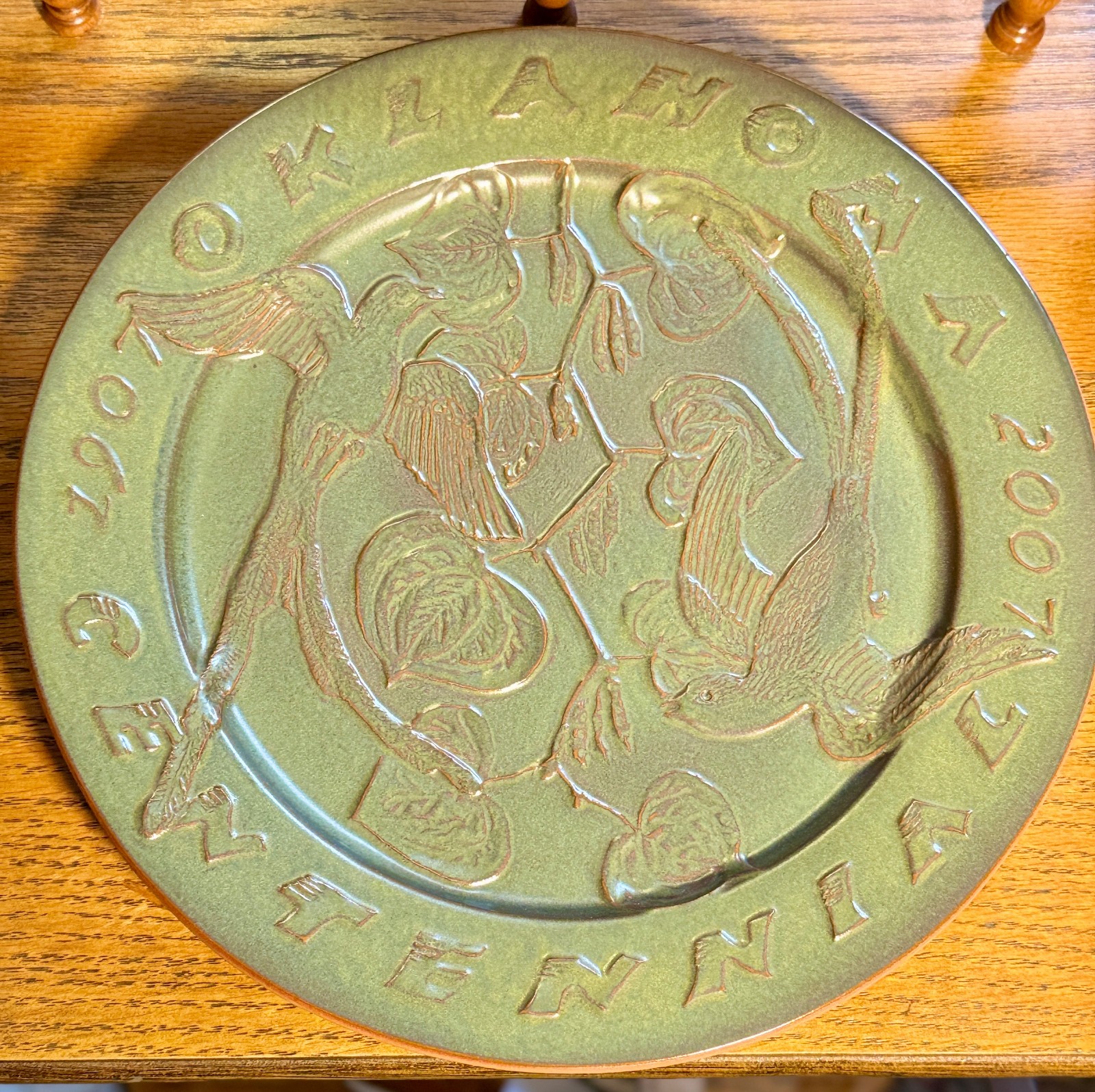 Frankoma 2007 Oklahoma Centennial Commemorative Plate - Artist Signed JACOB