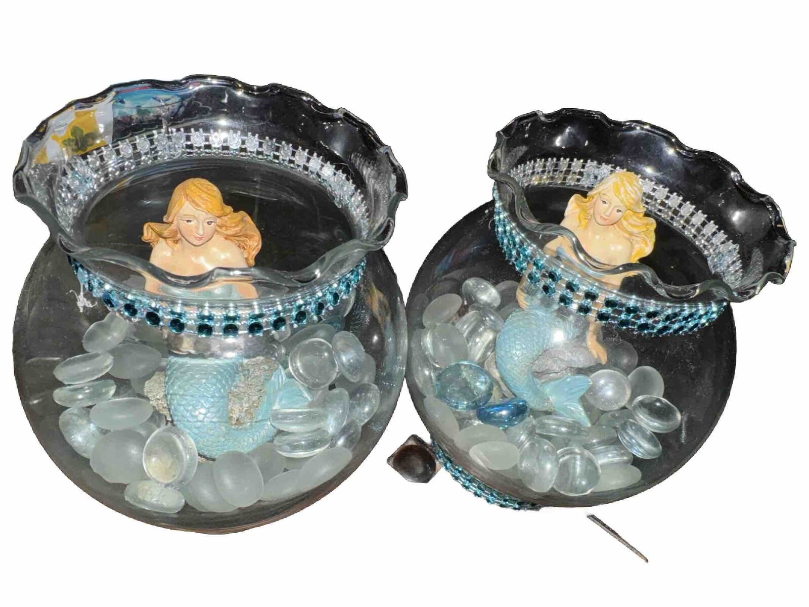 Decorative Glass Ocean Scenery Resin Mermaid Displays