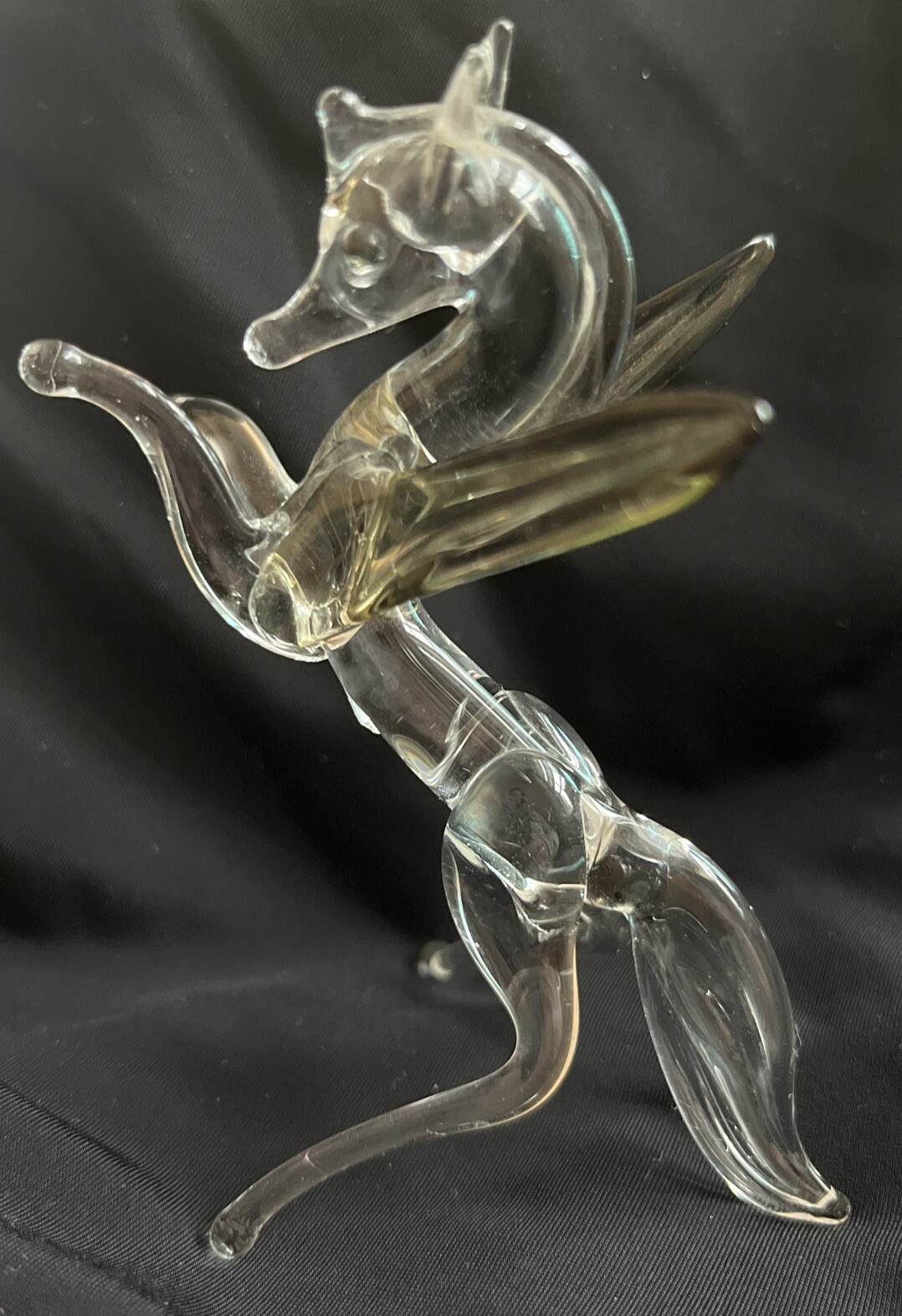 Vintage Hand Blown Glass Mythical Pegasus Unicorn Winged Horse Figurine 3.5