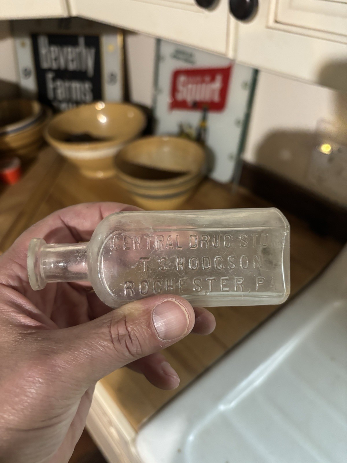 Antique Central Drug Store Hodgson Glass Bottle Rochester PA Beaver County Rare