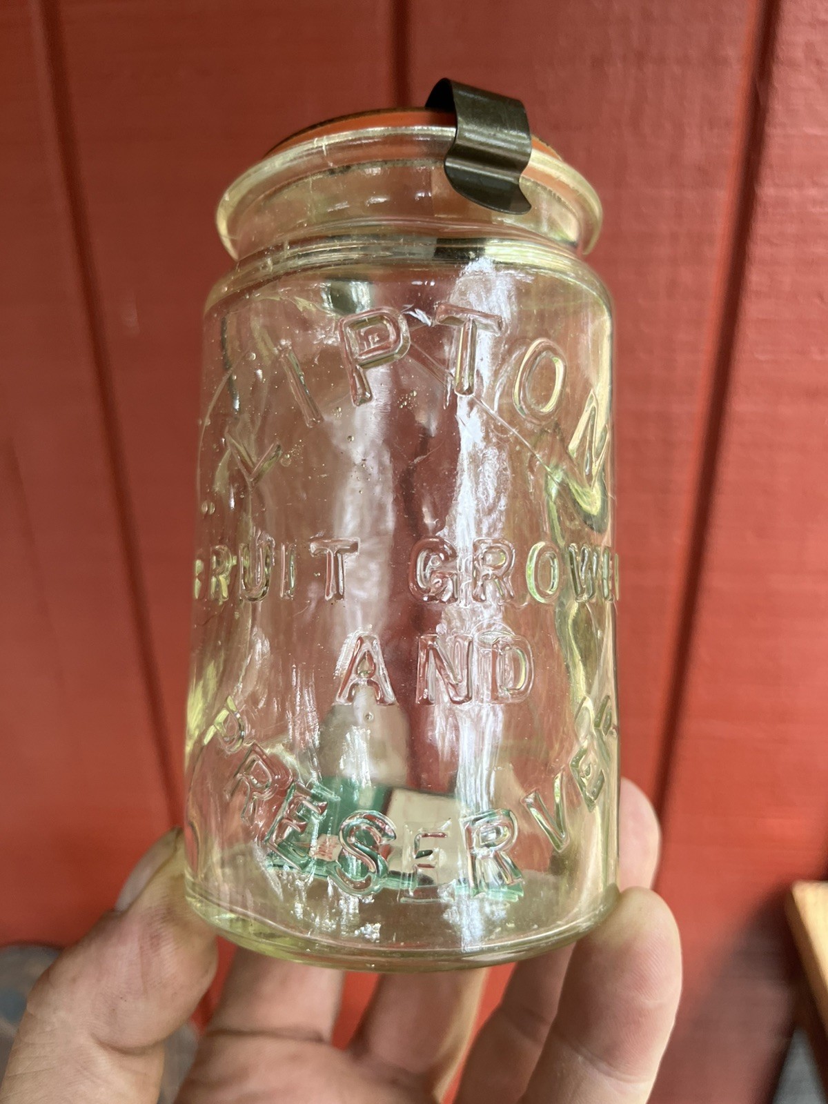 Antique LIPTON Fruit Grower and Preserver Jar All Original with lid 
